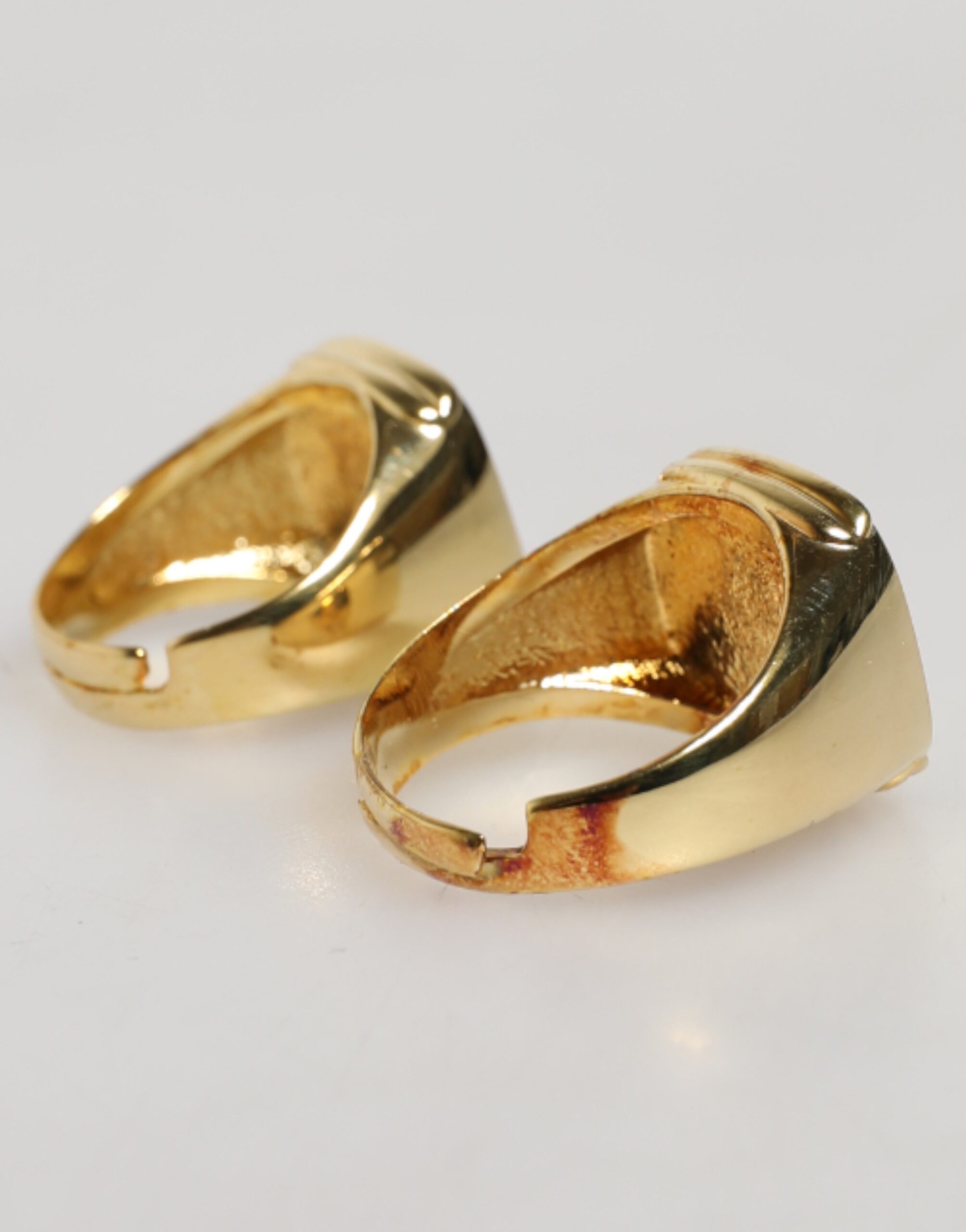 Dolce & Gabbana Gold-Tone Real Brass Black Enamel "DG" Adjustable Rings - Image 4