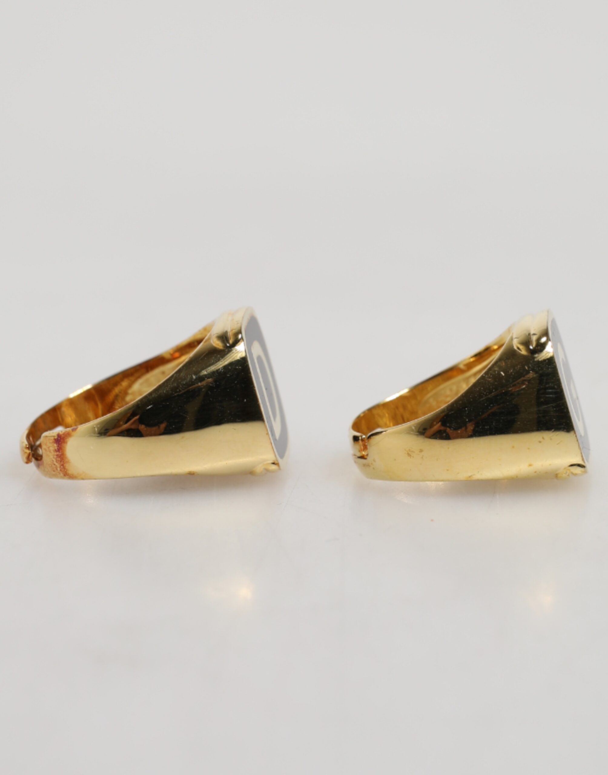 Dolce & Gabbana Gold-Tone Real Brass Black Enamel "DG" Adjustable Rings - Image 5