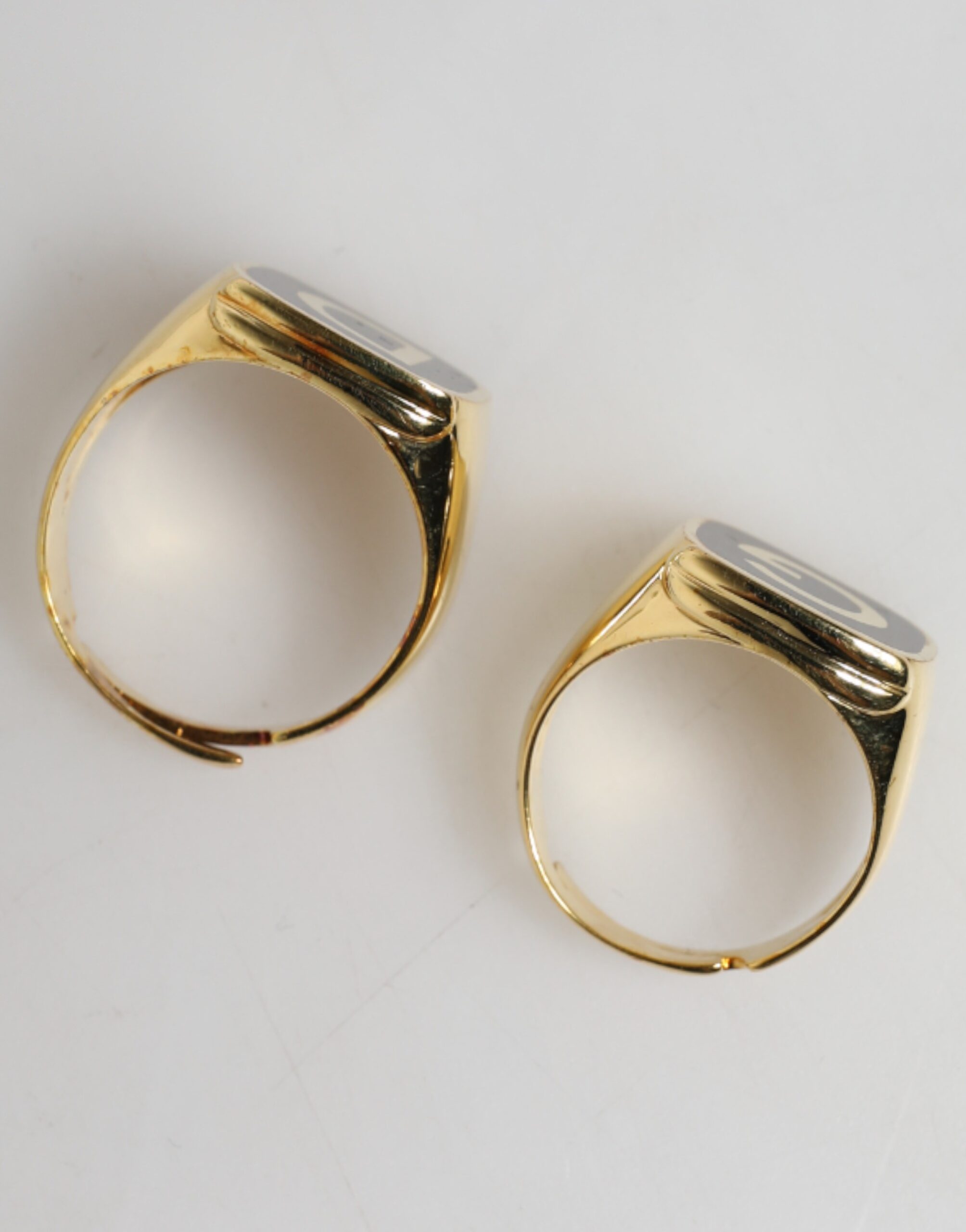 Dolce & Gabbana Gold-Tone Real Brass Black Enamel "DG" Adjustable Rings - Image 6