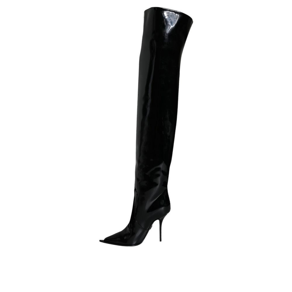Dolce & Gabbana Black Leather Over The Knee - Image 3