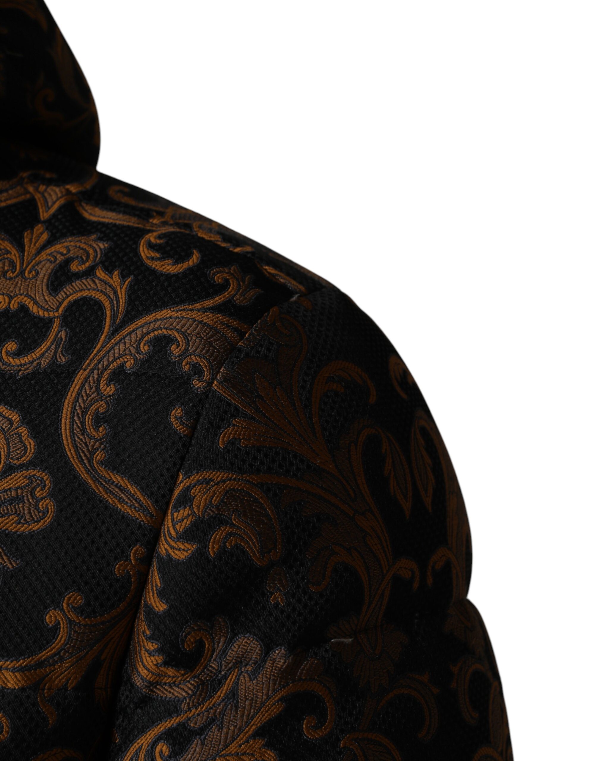 Dolce & Gabbana Black Floral Jacquard Quilted Hooded Jacket - Image 6