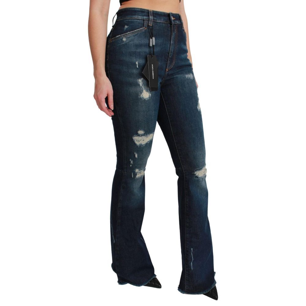 Dolce & Gabbana Blue Cotton Flared Jeans - Image 2