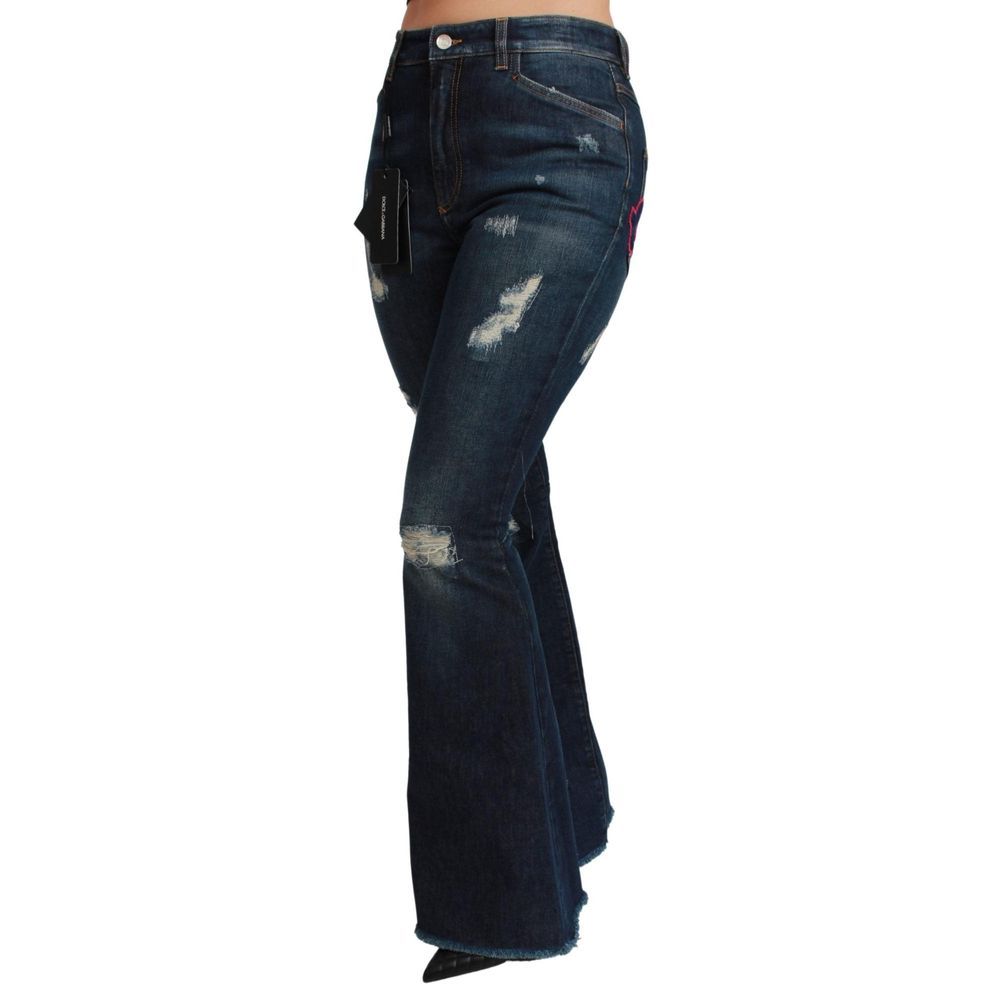 Dolce & Gabbana Blue Cotton Flared Jeans - Image 3