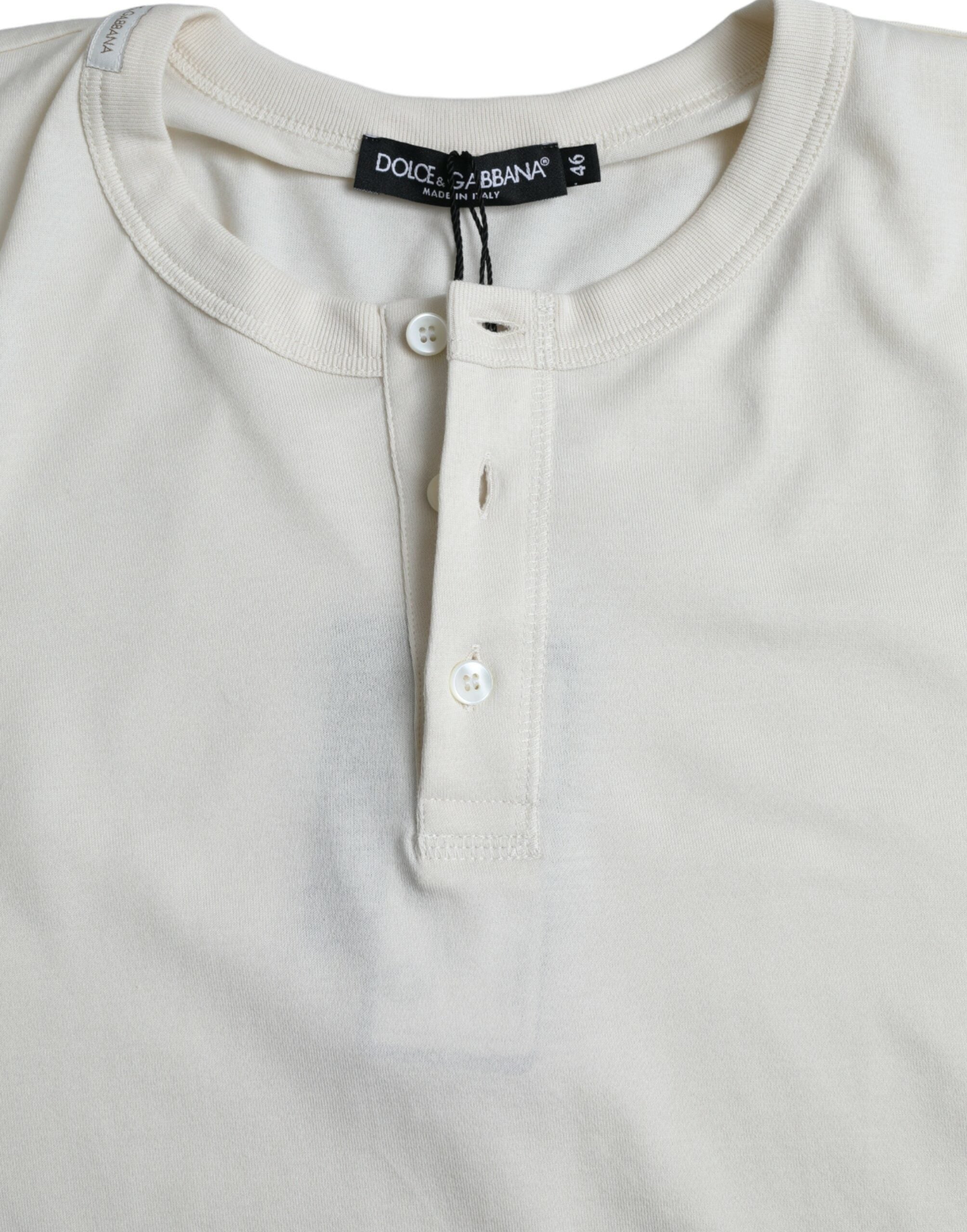 Dolce & Gabbana White Cotton Long Sleeve T-Shirt - Image 3