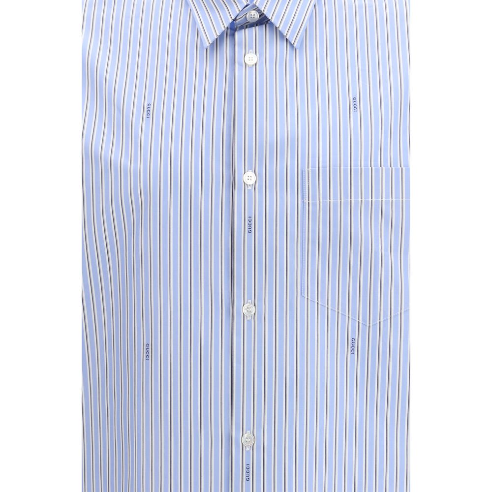 Gucci Blue Cotton Pattern Shirt - Image 3