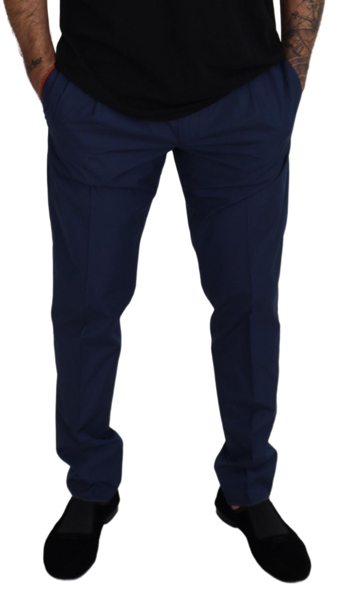 Dolce & Gabbana Blue Cotton Dress Pants - Image 2