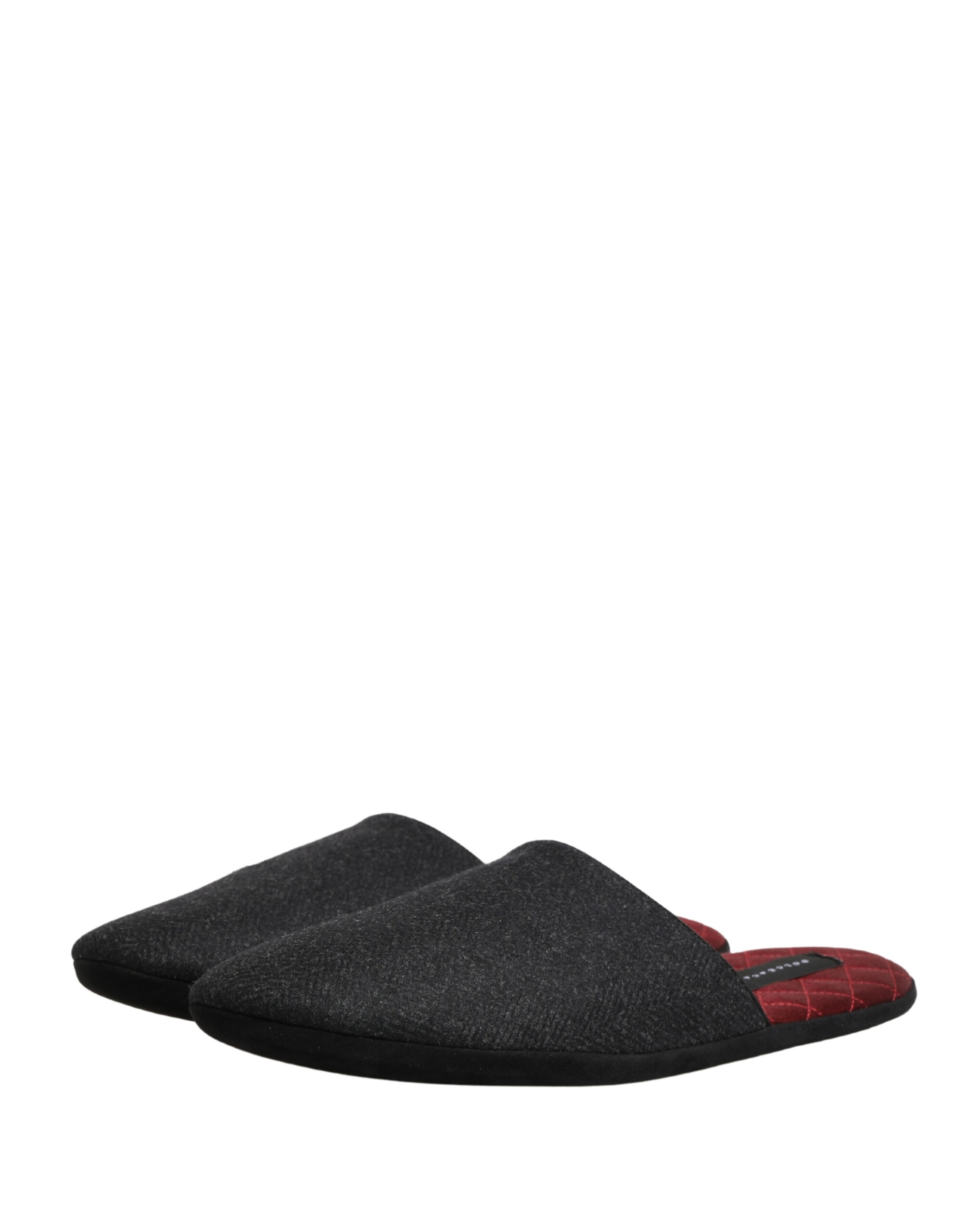 Dolce & Gabbana Anthracite Wool Cashmere Quilted Slippers Shoes - Image 5