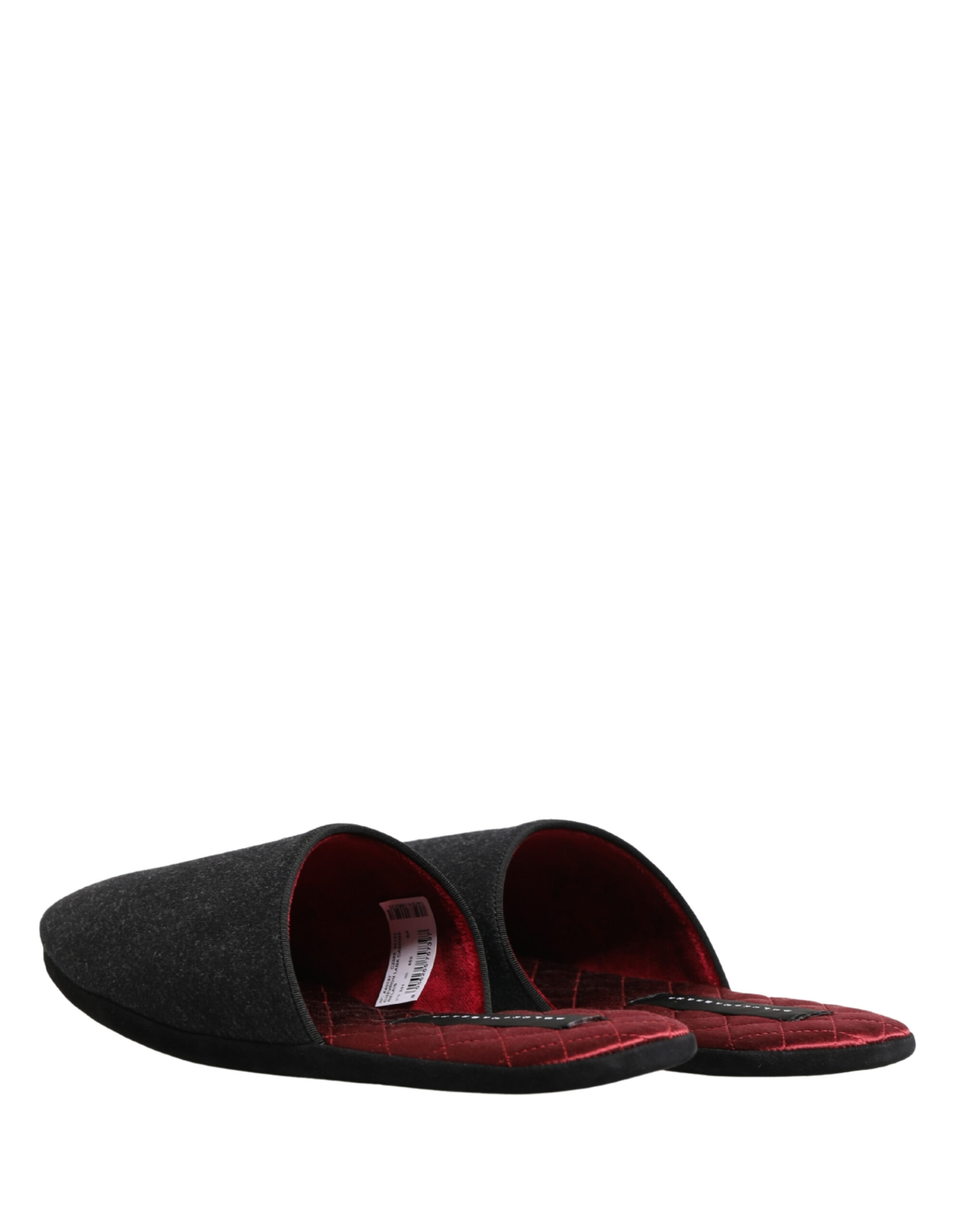 Dolce & Gabbana Anthracite Wool Cashmere Quilted Slippers Shoes - Image 6