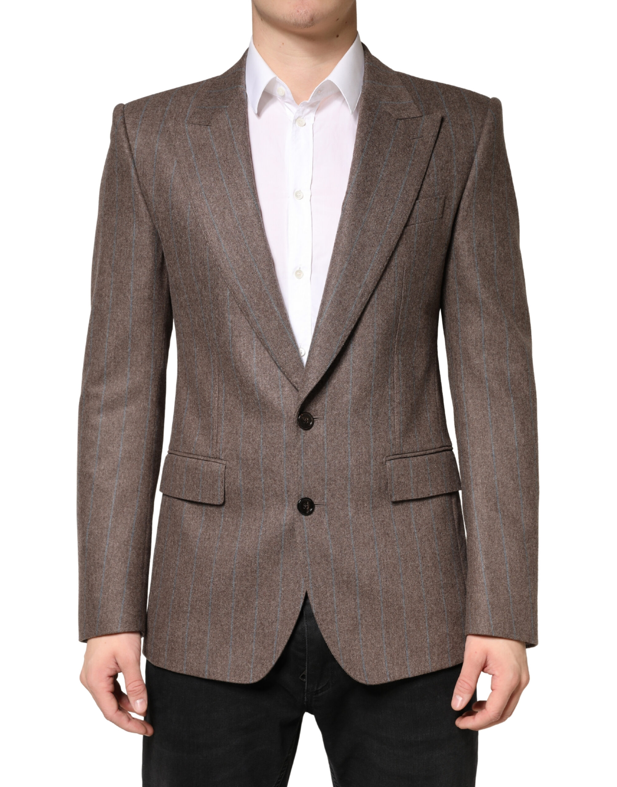 Dolce & Gabbana Brown Stripes Single Breasted Blazer - Image 2
