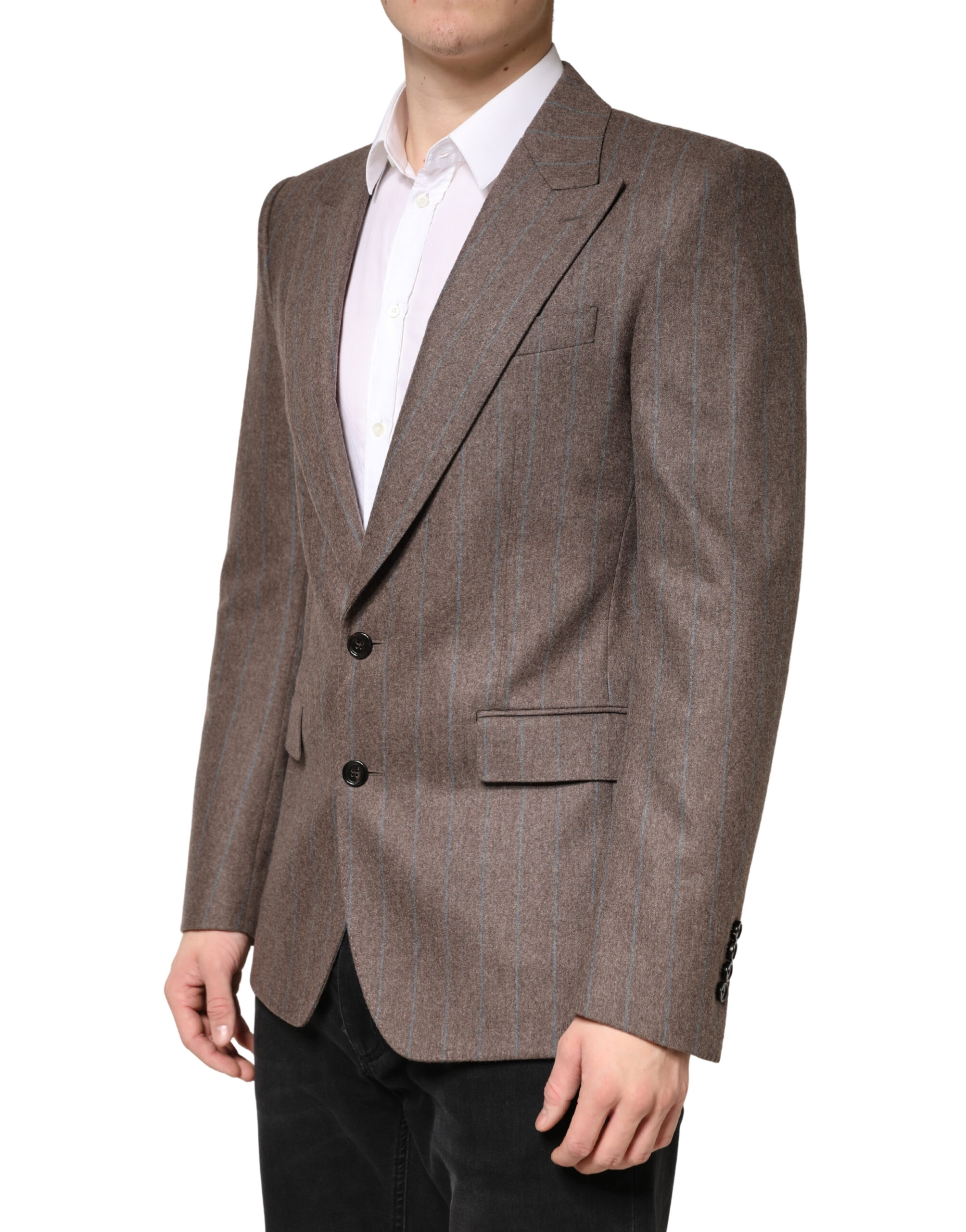 Dolce & Gabbana Brown Stripes Single Breasted Blazer - Image 3