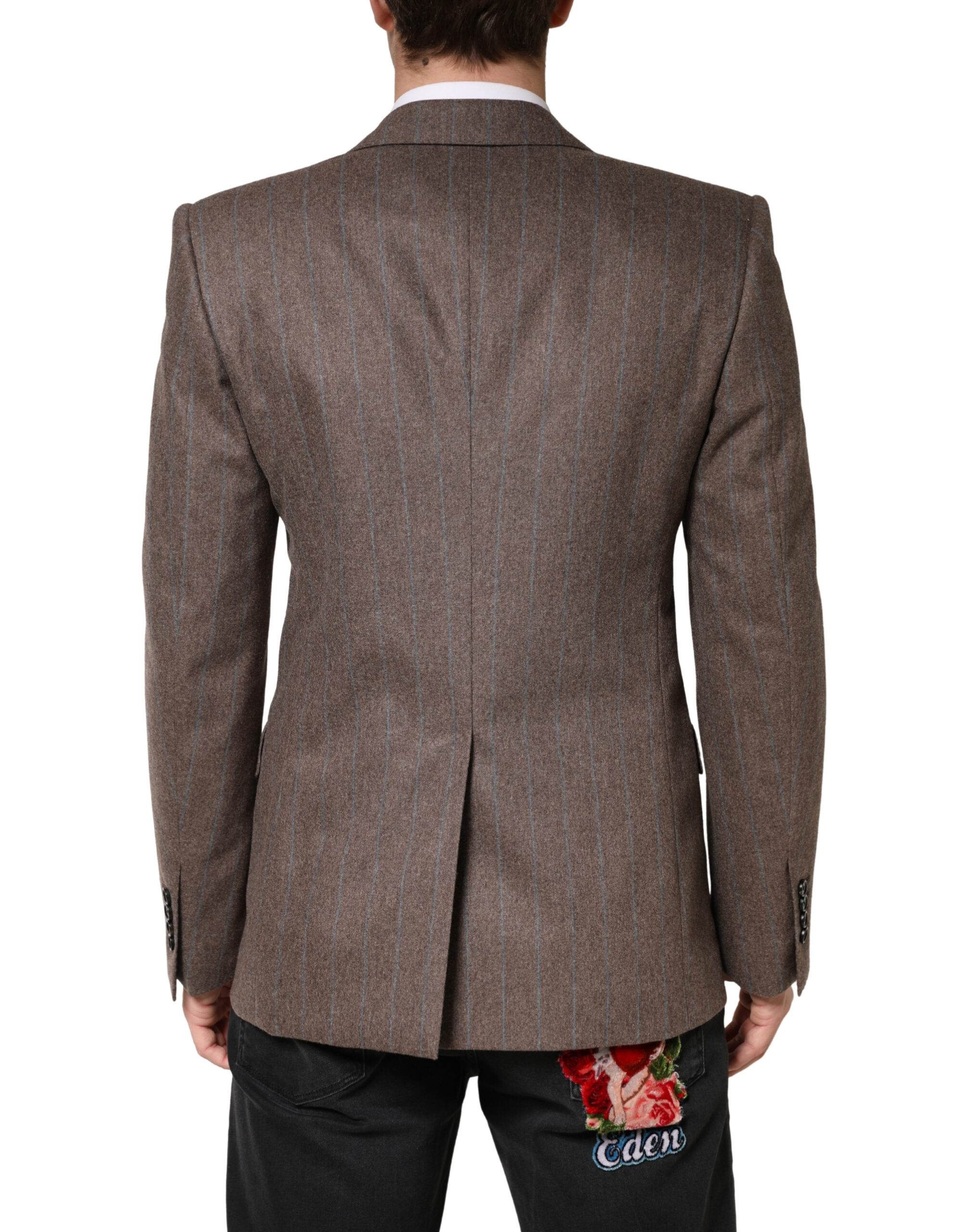 Dolce & Gabbana Brown Stripes Single Breasted Blazer - Image 4