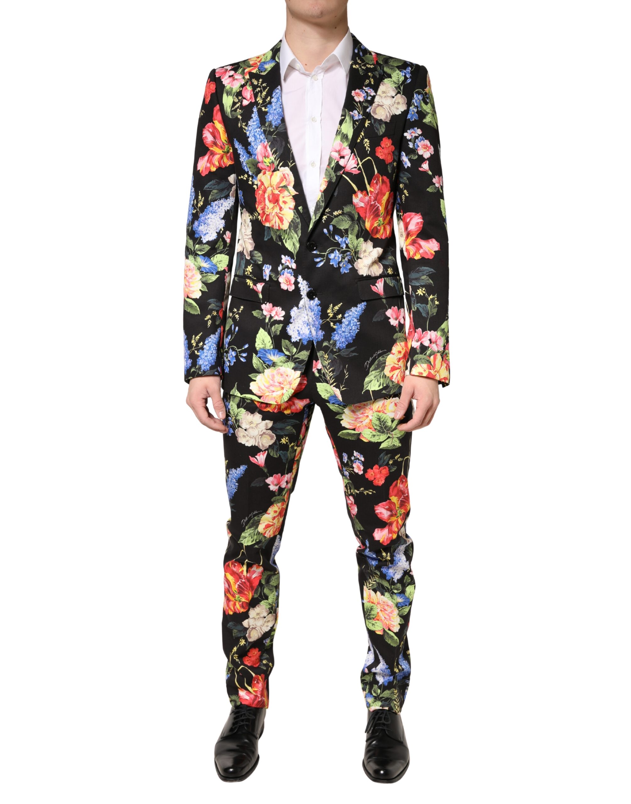 Dolce & Gabbana Black Floral Single Breasted MARTINI 2 Piece Suit - Image 2