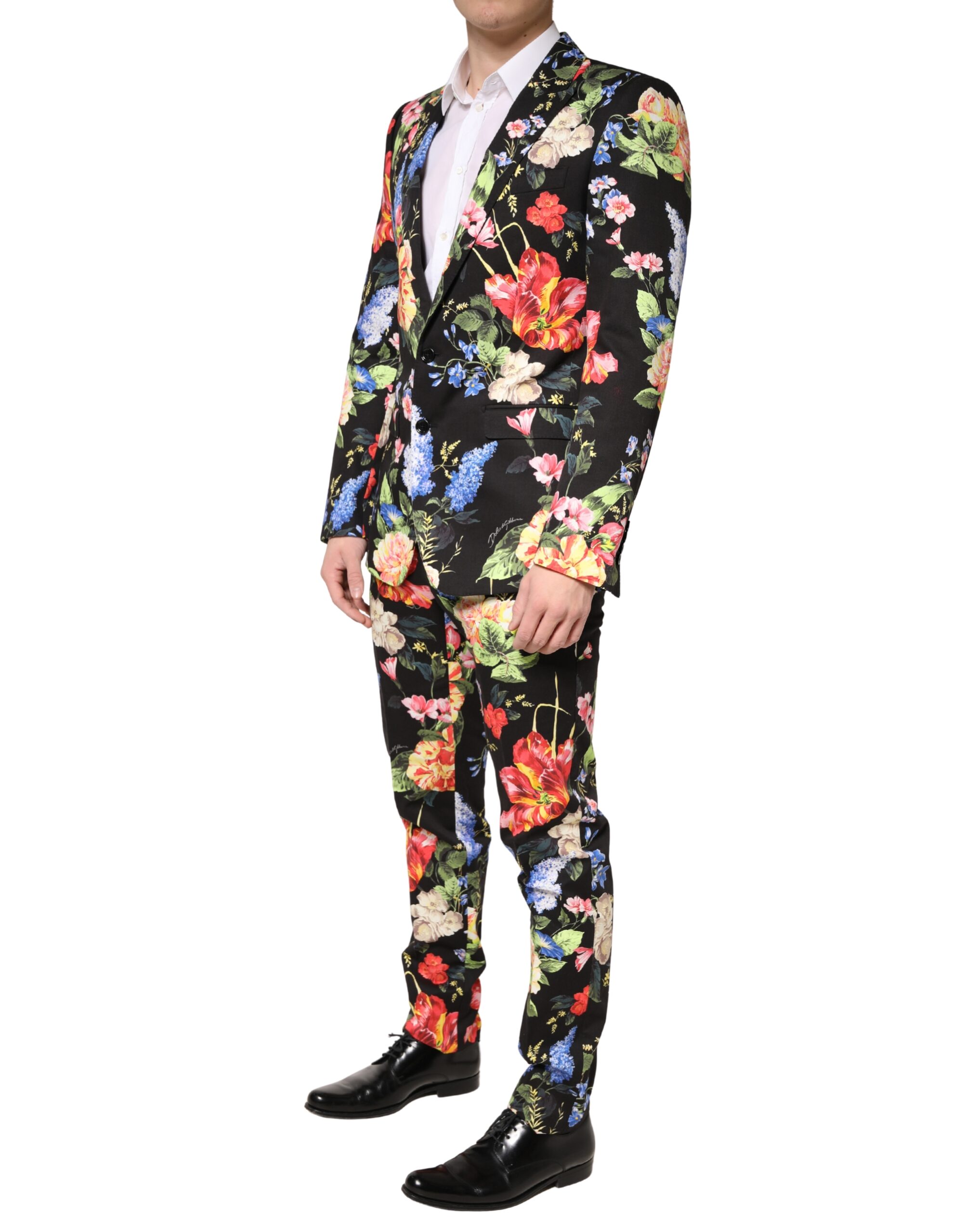 Dolce & Gabbana Black Floral Single Breasted MARTINI 2 Piece Suit - Image 3