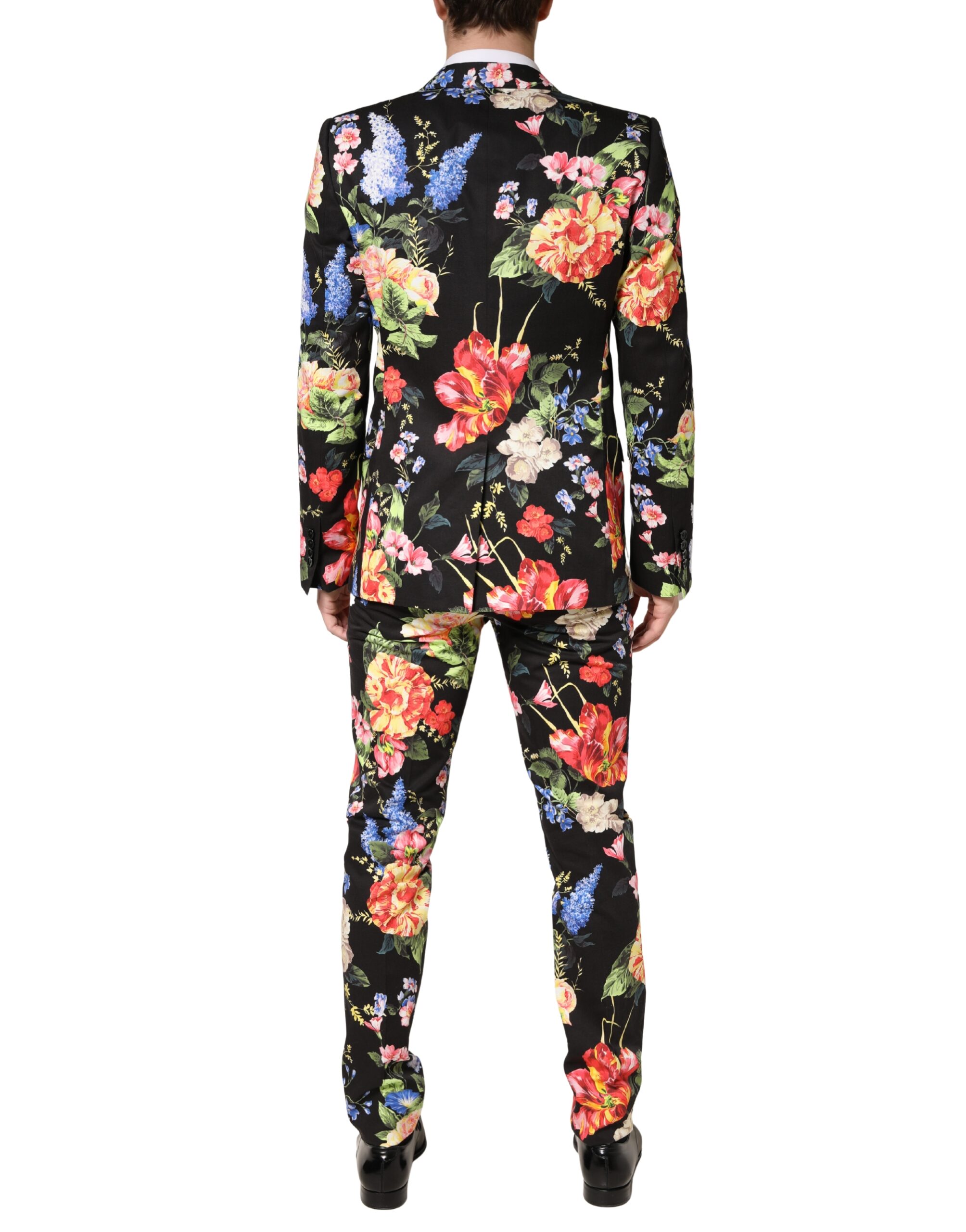Dolce & Gabbana Black Floral Single Breasted MARTINI 2 Piece Suit - Image 4