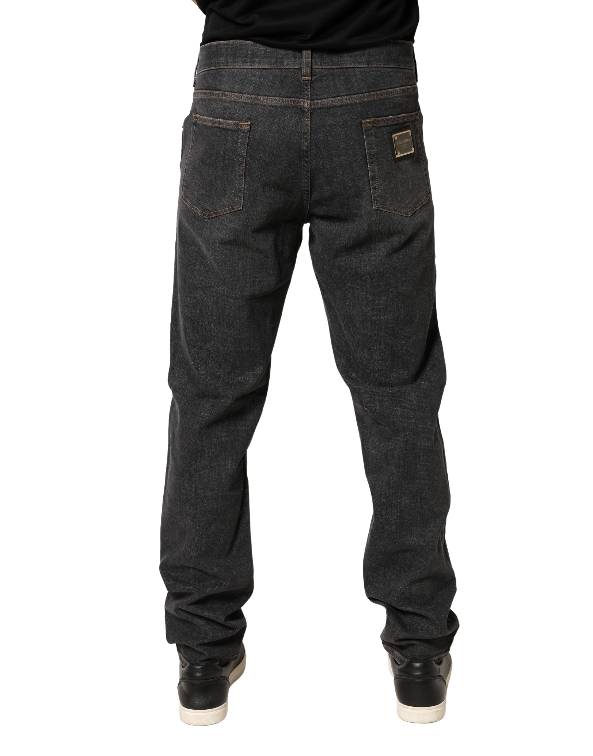 Dolce & Gabbana Dark Gray Slim Fit Cotton Men Denim Jeans - Image 4