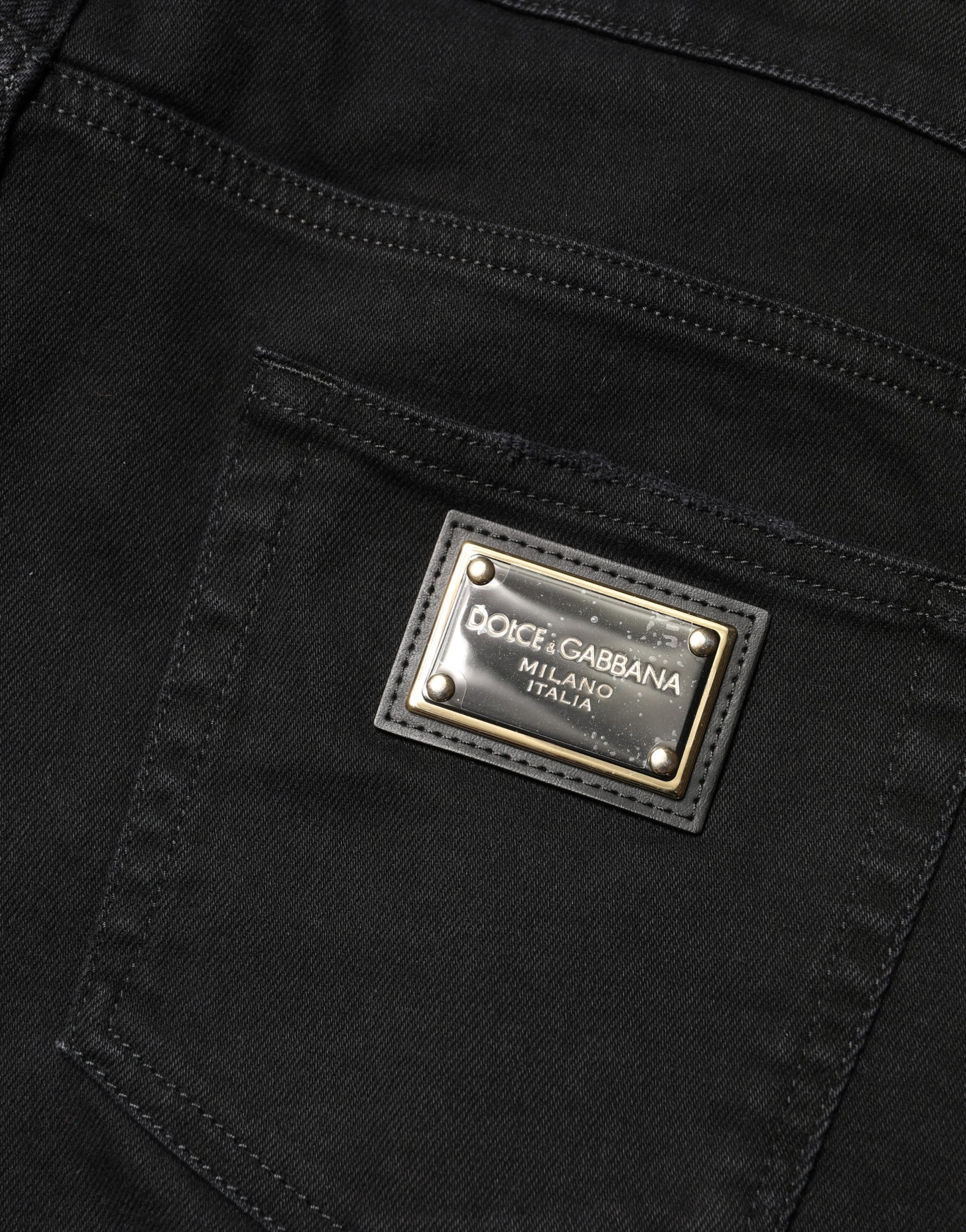 Dolce & Gabbana Black Tattered Skinny Cotton Denim Jeans - Image 5