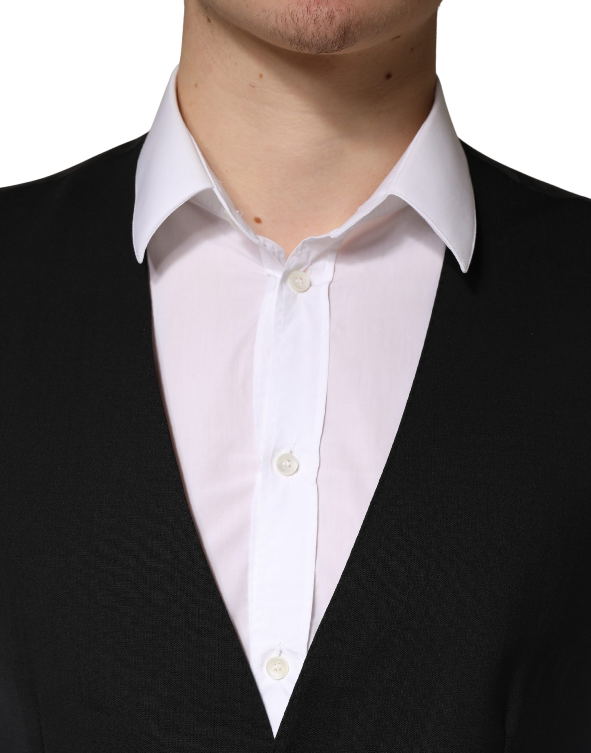 Dolce & Gabbana Black Wool Dress Men Formal Waistcoat Vest - Image 5