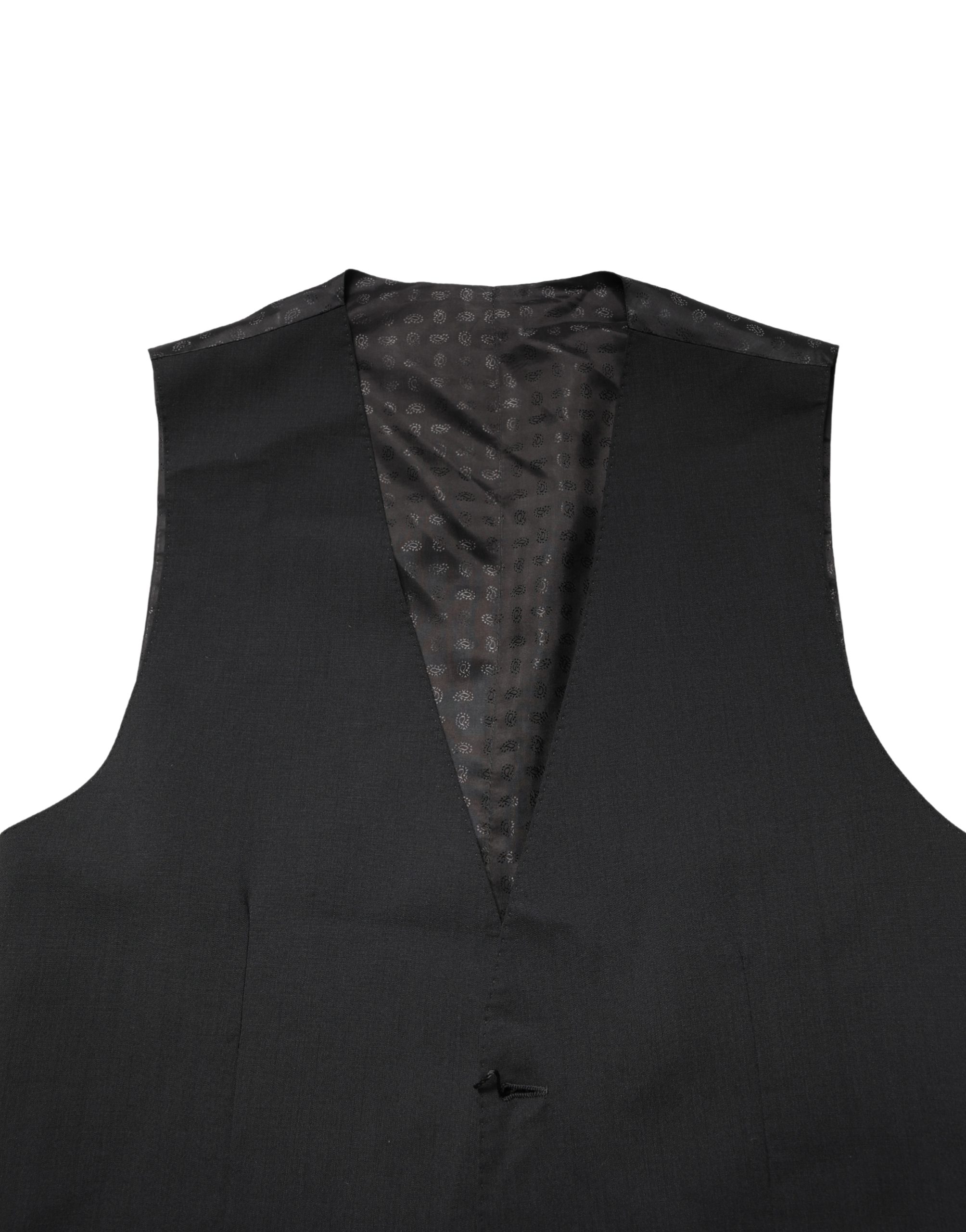 Dolce & Gabbana Black Wool Dress Men Formal Waistcoat Vest - Image 6
