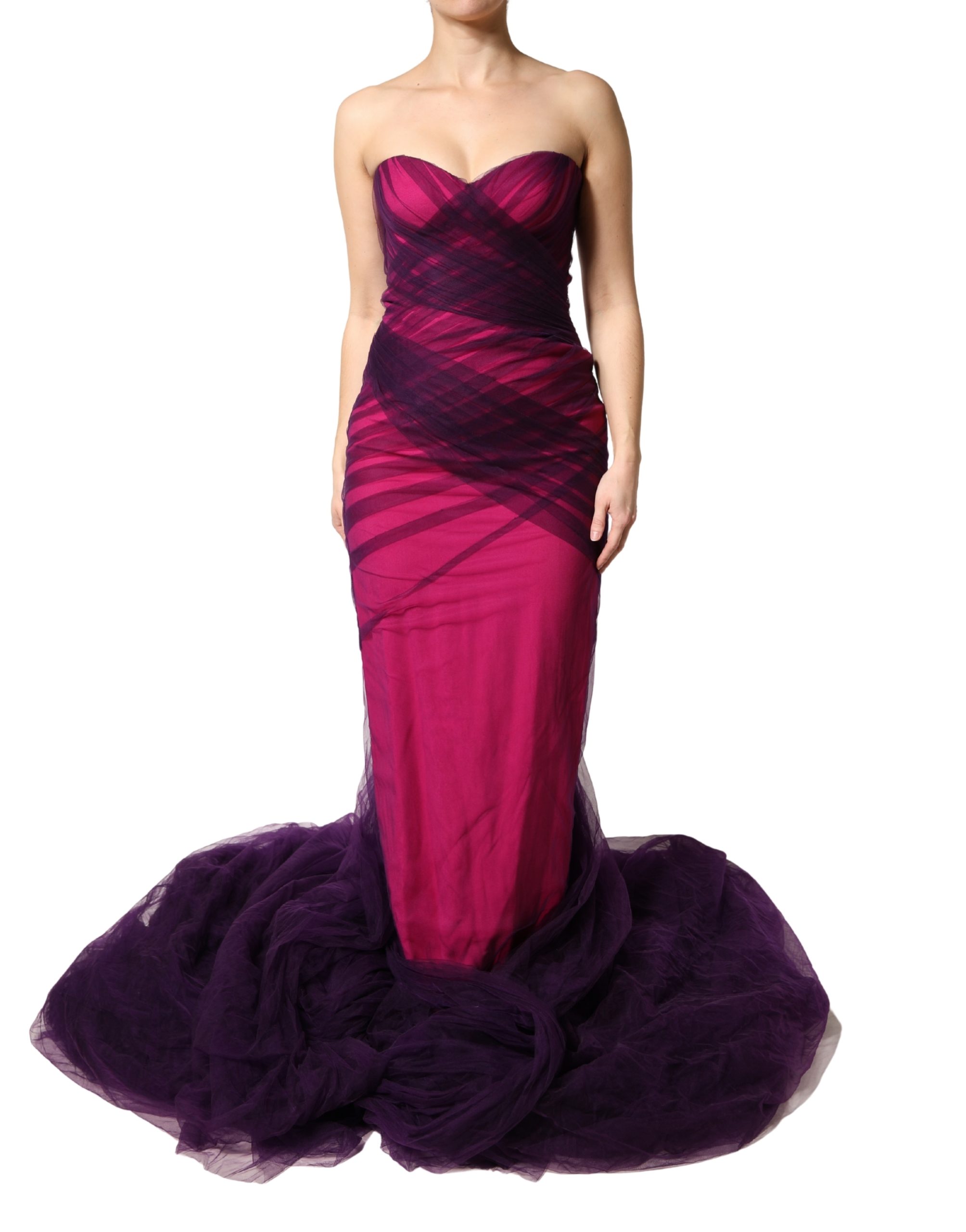 Dolce & Gabbana Pink Black Strapless Sheath Mermaid Dress - Image 2