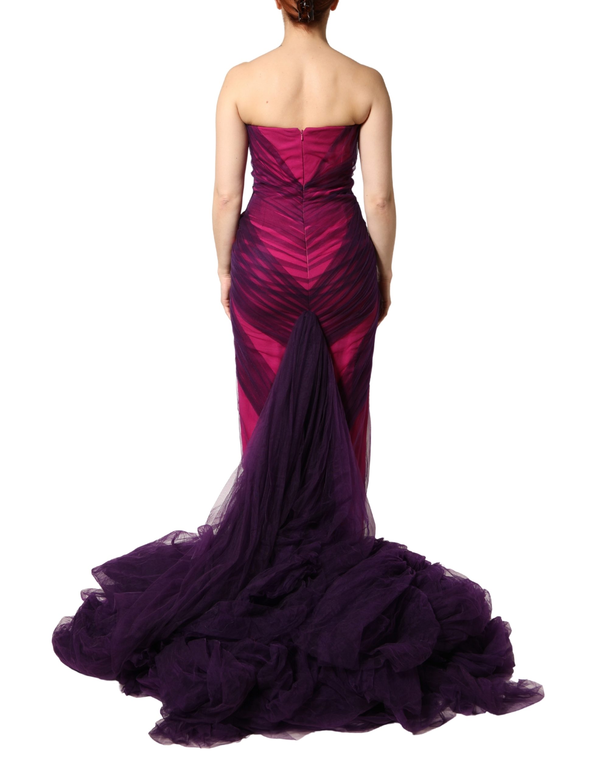 Dolce & Gabbana Pink Black Strapless Sheath Mermaid Dress - Image 4