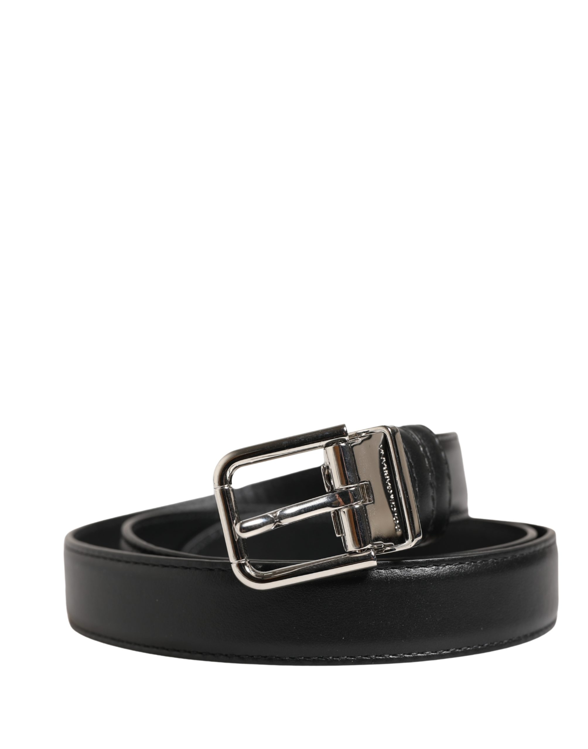 Dolce & Gabbana Men Black Classic Leather Metal Buckle Belt - Image 2