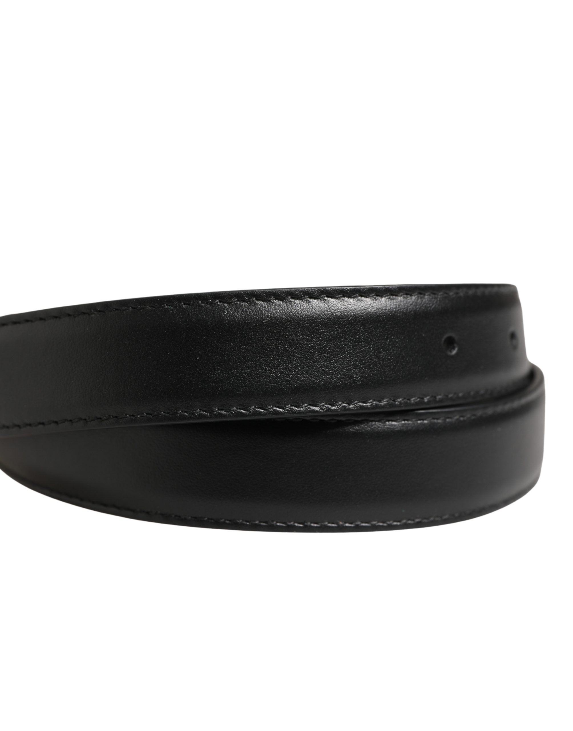 Dolce & Gabbana Men Black Classic Leather Metal Buckle Belt - Image 5