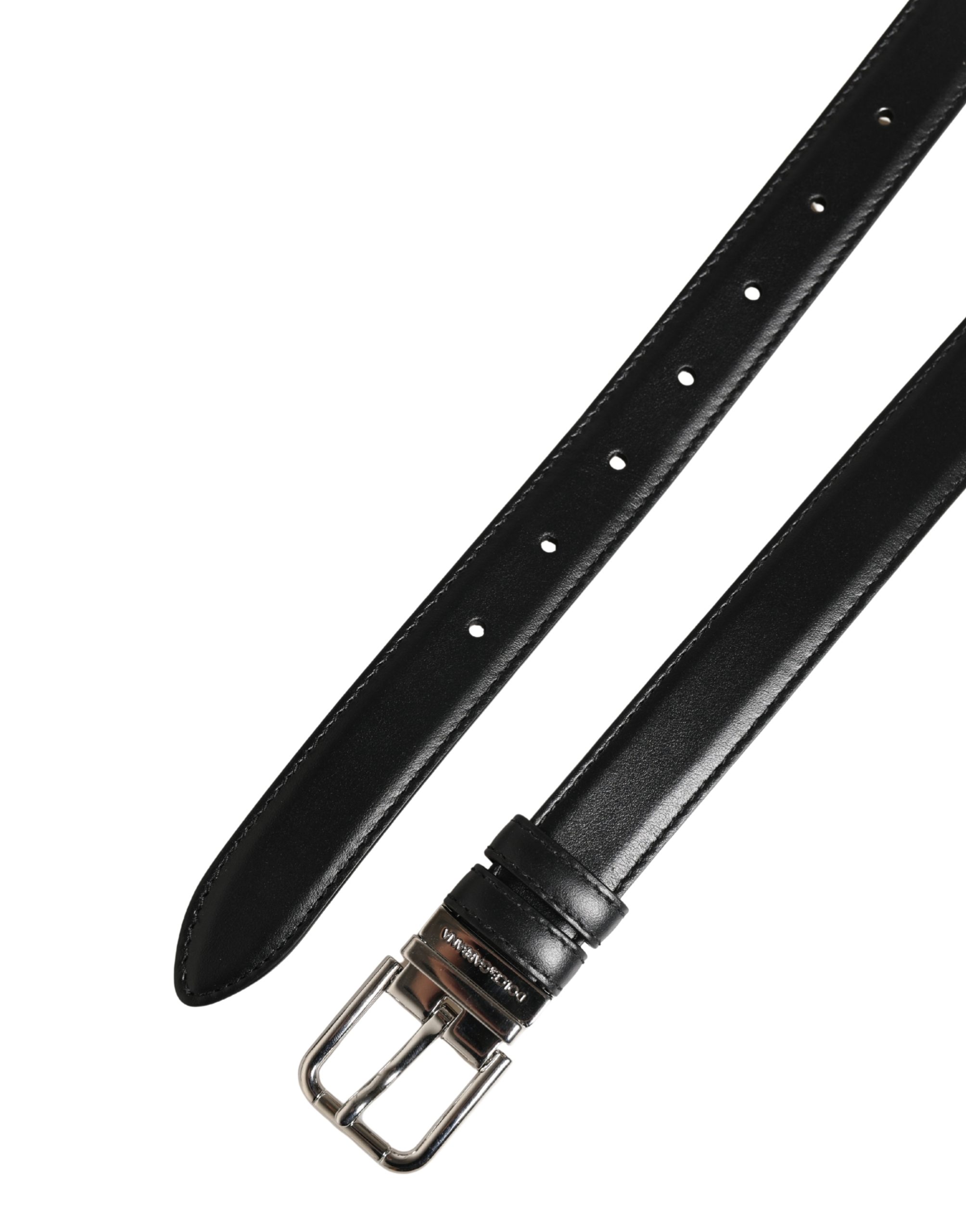 Dolce & Gabbana Men Black Classic Leather Metal Buckle Belt - Image 7