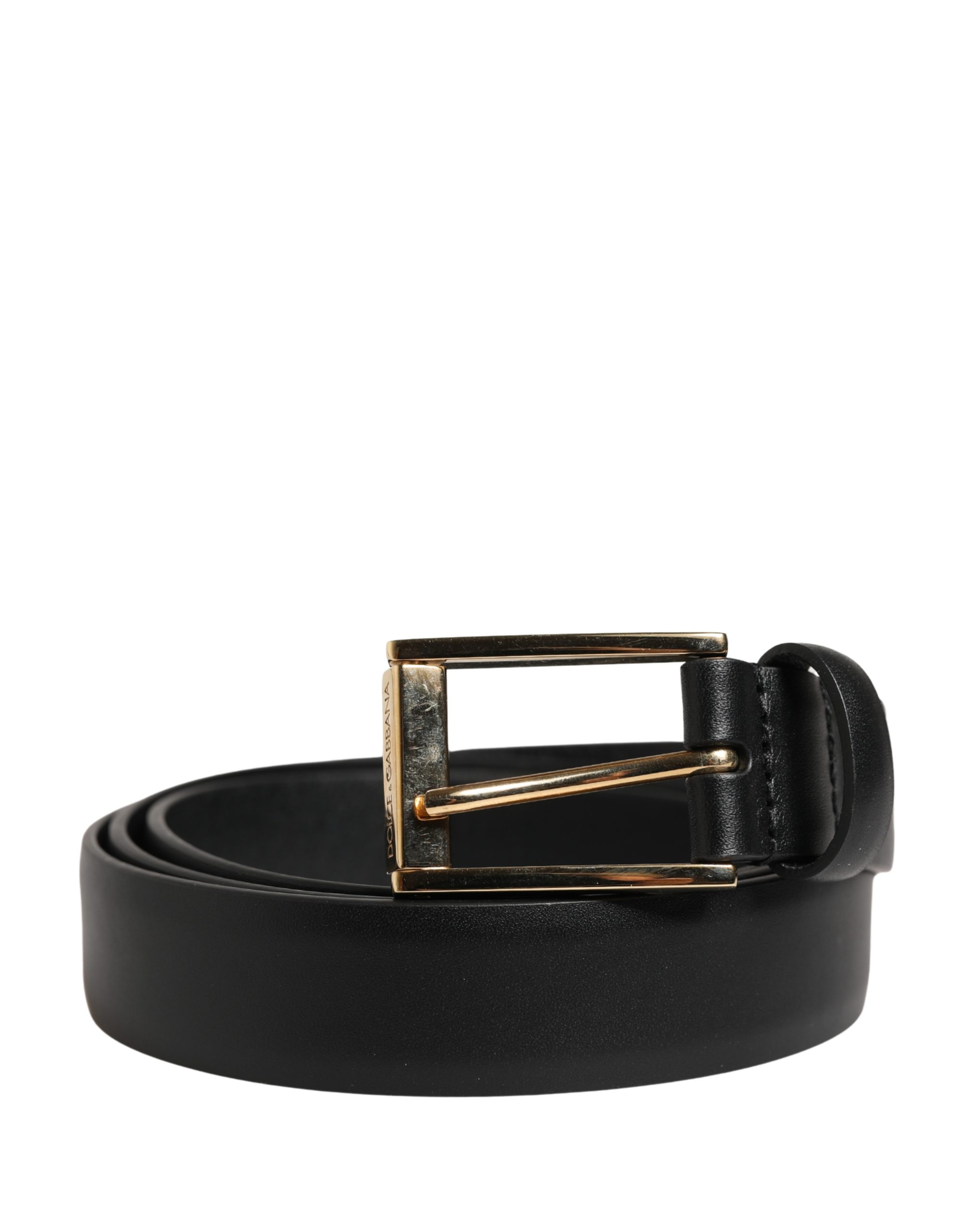 Dolce & Gabbana Men Black Classic Leather Metal Buckle Belt - Image 2