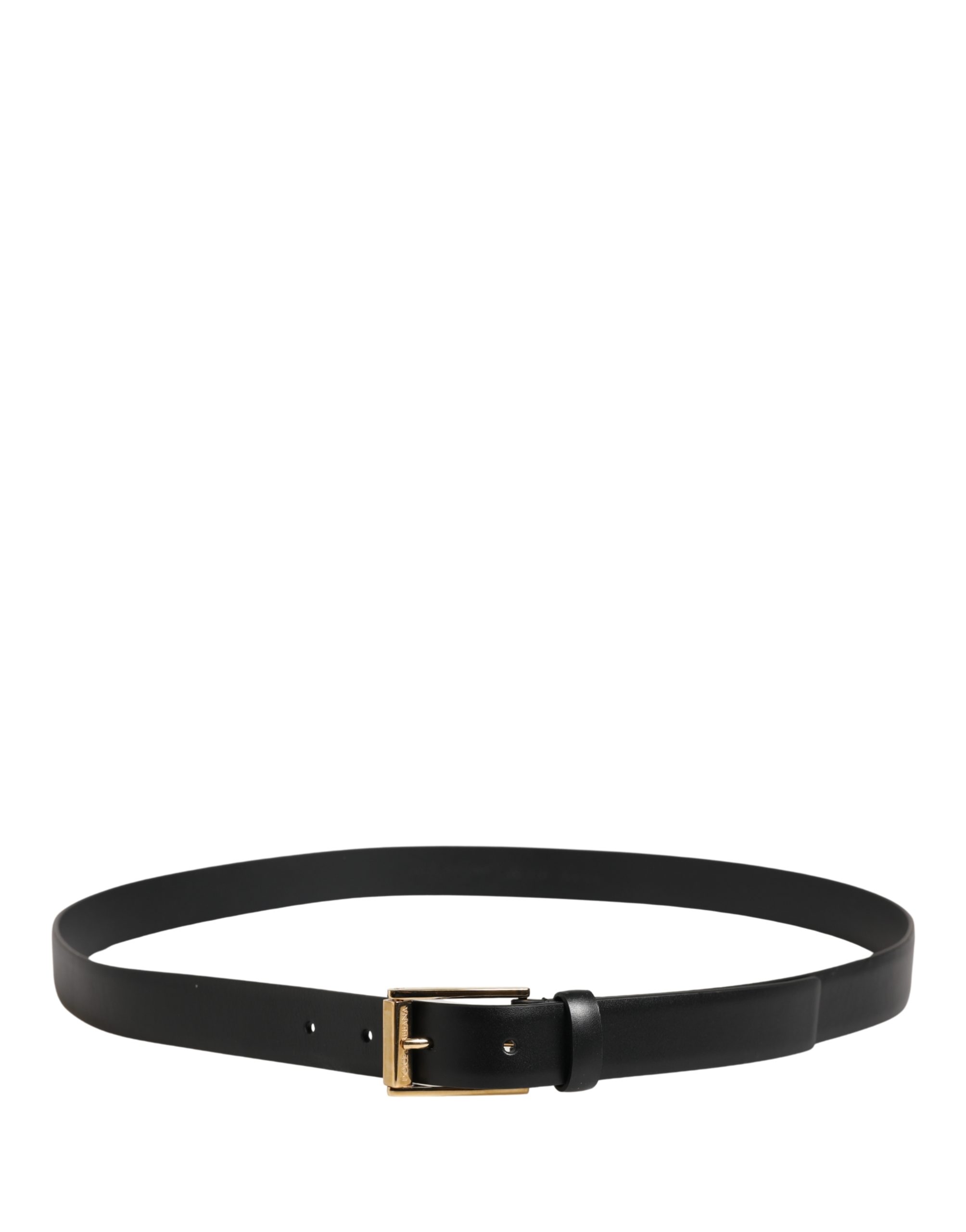 Dolce & Gabbana Men Black Classic Leather Metal Buckle Belt - Image 3