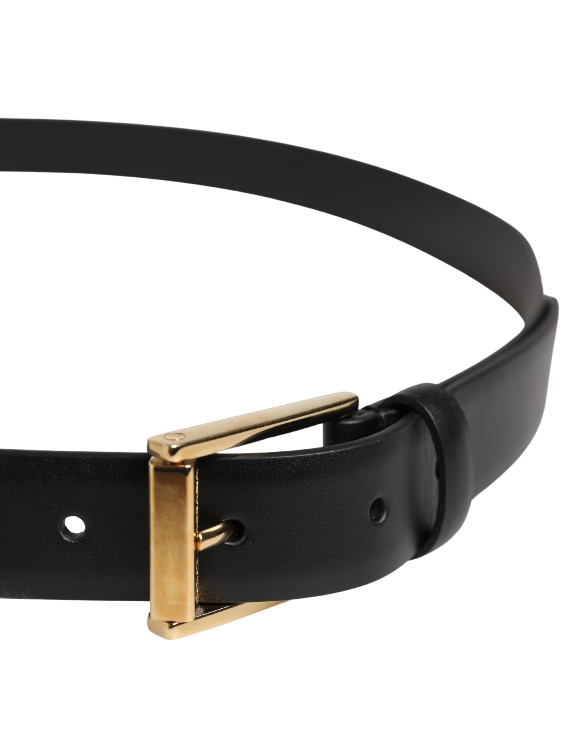 Dolce & Gabbana Men Black Classic Leather Metal Buckle Belt - Image 4
