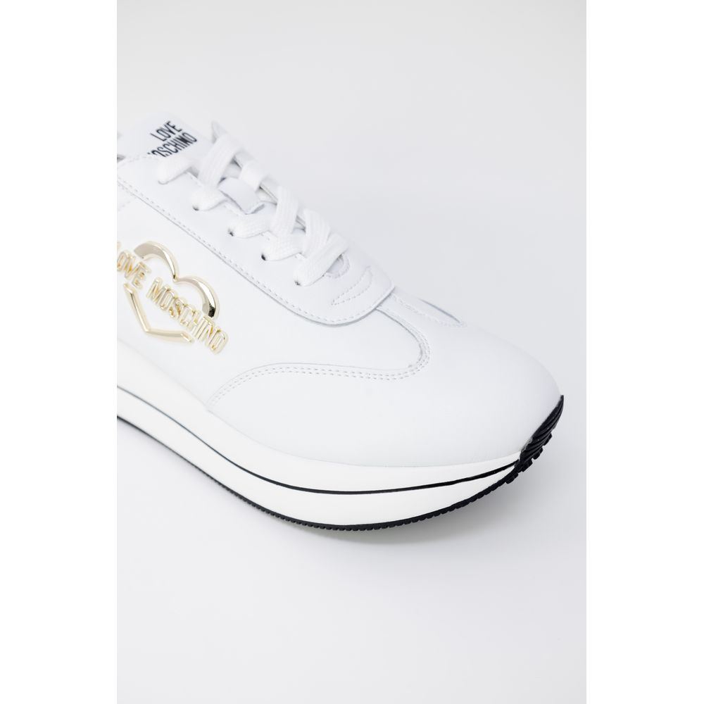 Love Moschino White Leather Low Top Sneakers - Image 4