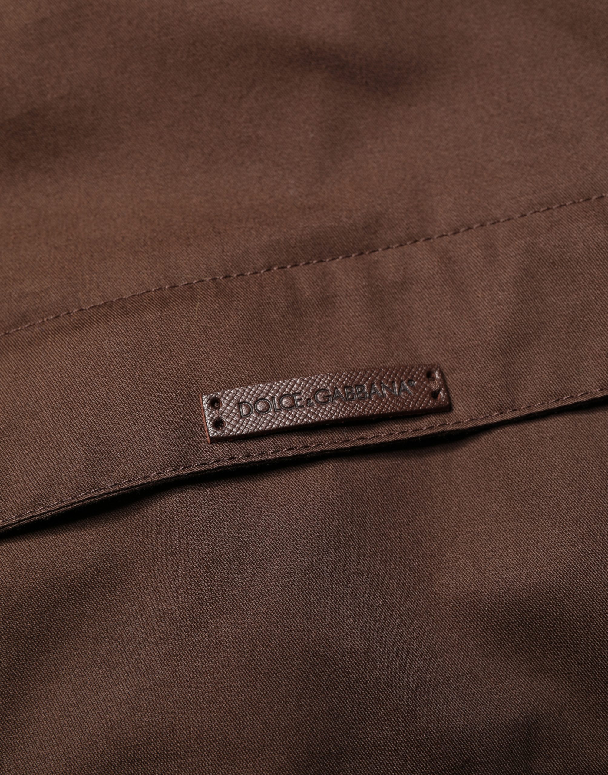 Dolce & Gabbana Brown Beige Cotton Zip Windbreaker Jacket - Image 8