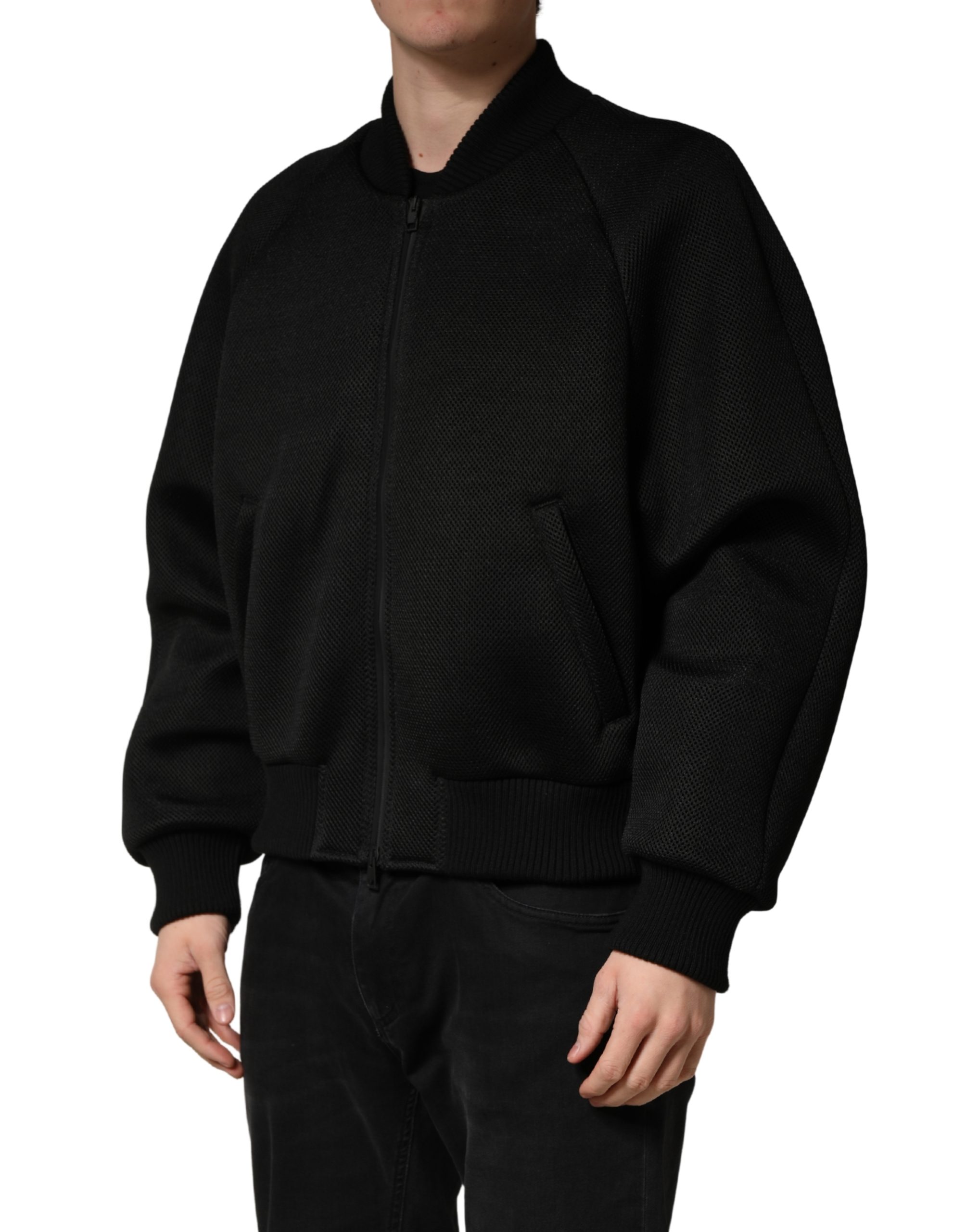 Dolce & Gabbana Men Black Nylon Full Zip Bomber Jacket - Image 3