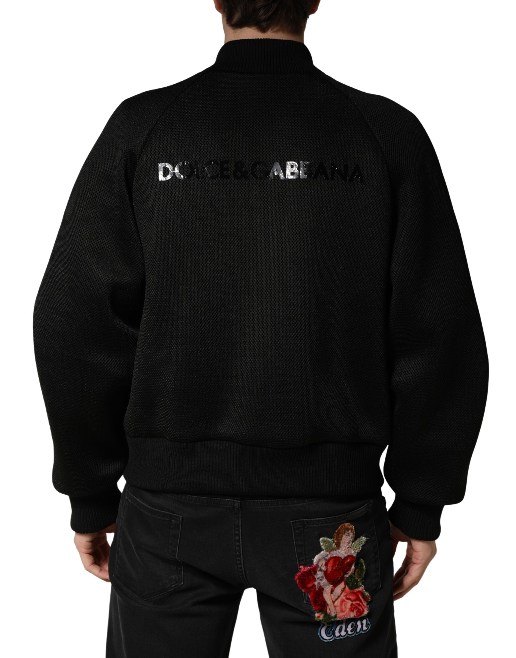 Dolce & Gabbana Men Black Nylon Full Zip Bomber Jacket - Image 4