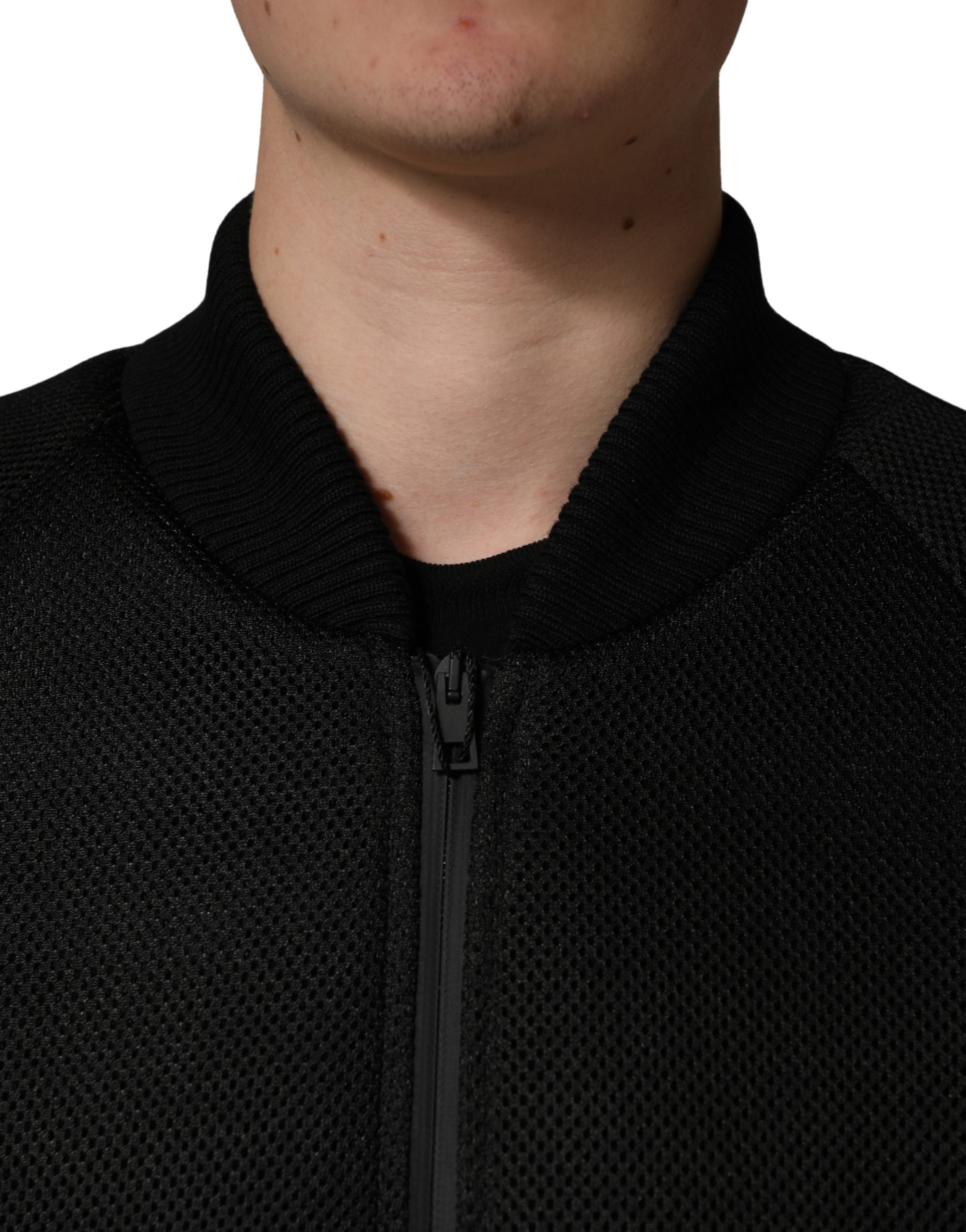 Dolce & Gabbana Men Black Nylon Full Zip Bomber Jacket - Image 5