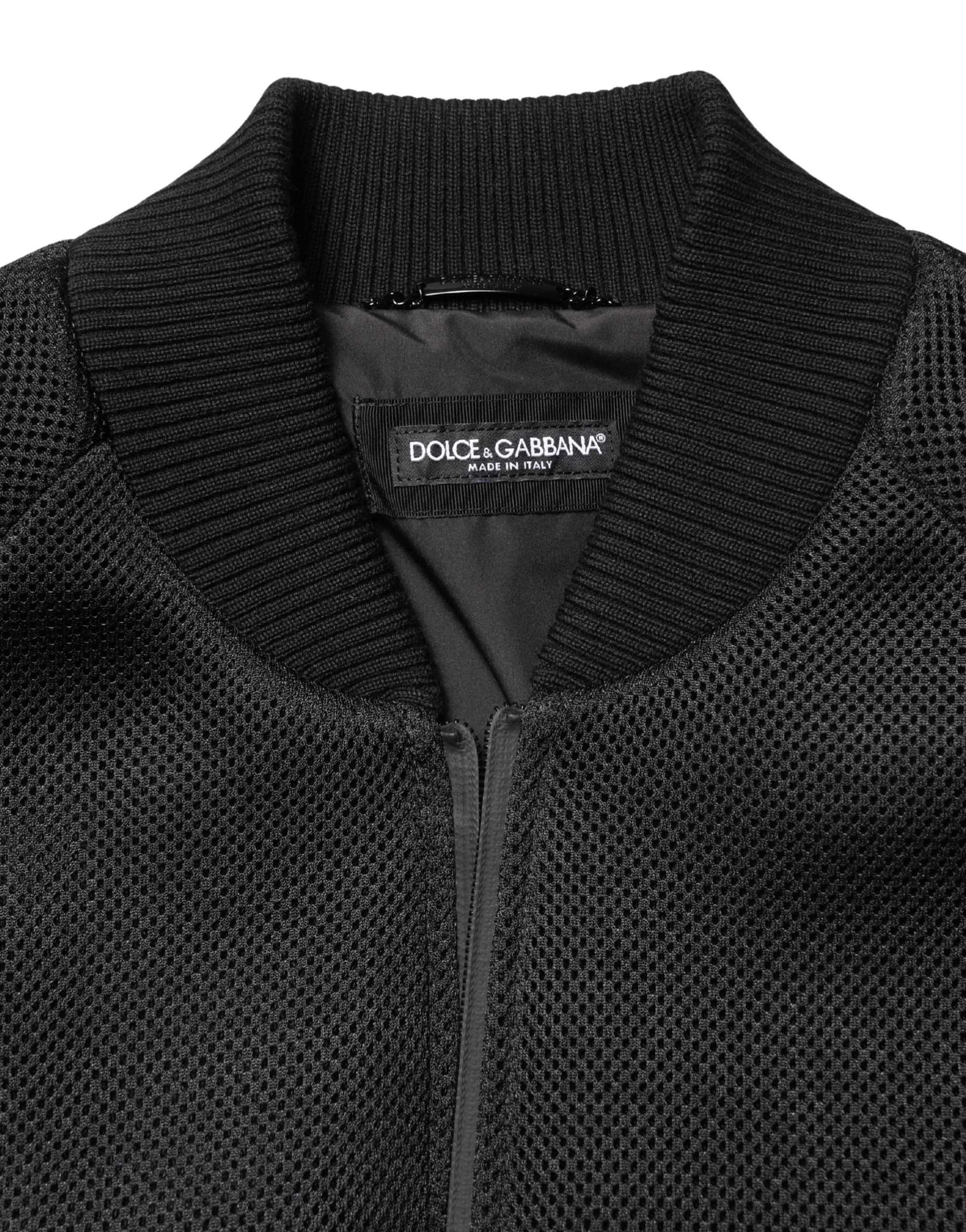 Dolce & Gabbana Men Black Nylon Full Zip Bomber Jacket - Image 7
