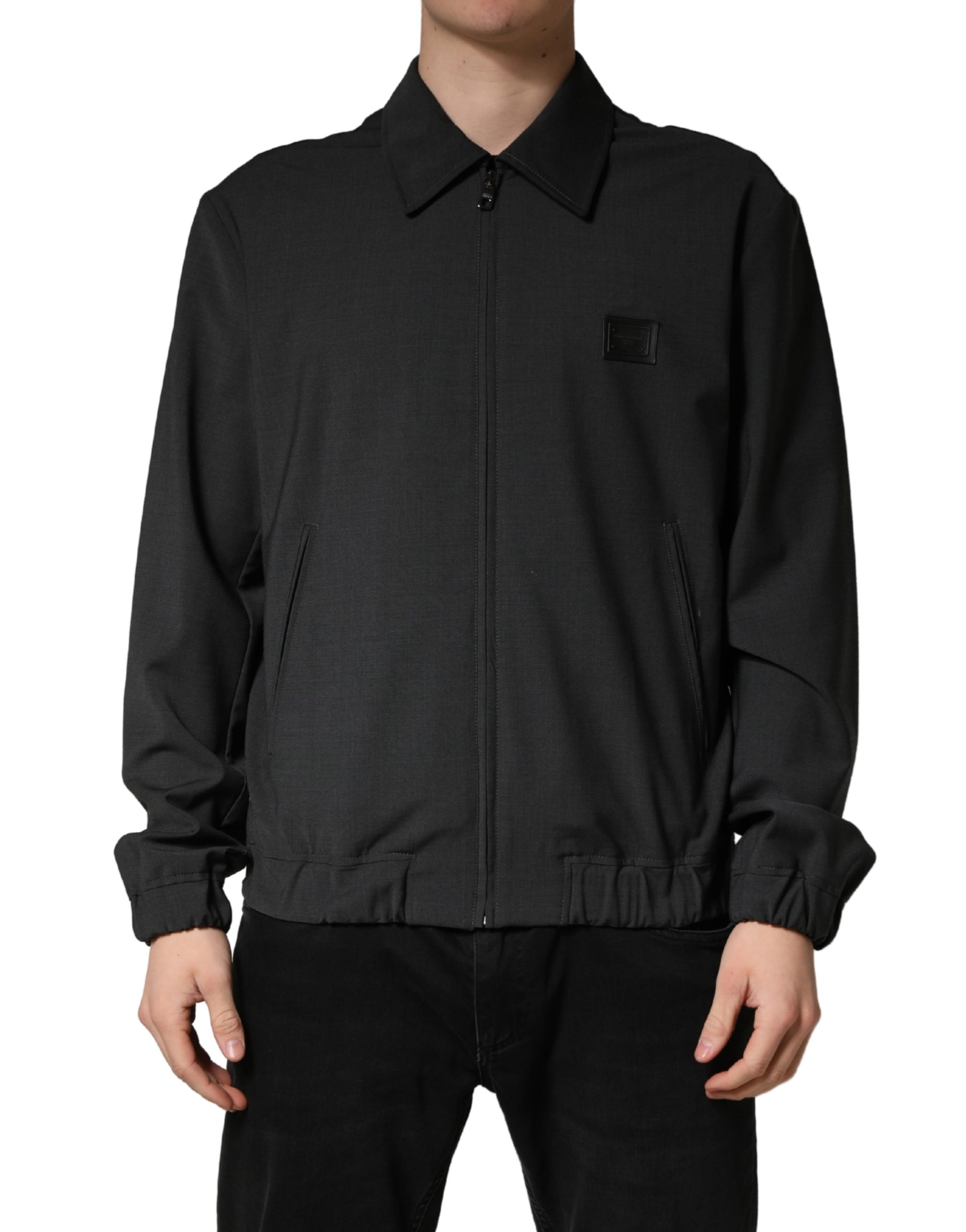 Dolce & Gabbana Black Wool Logo Full Zip Men Bomber Jacket - Image 2