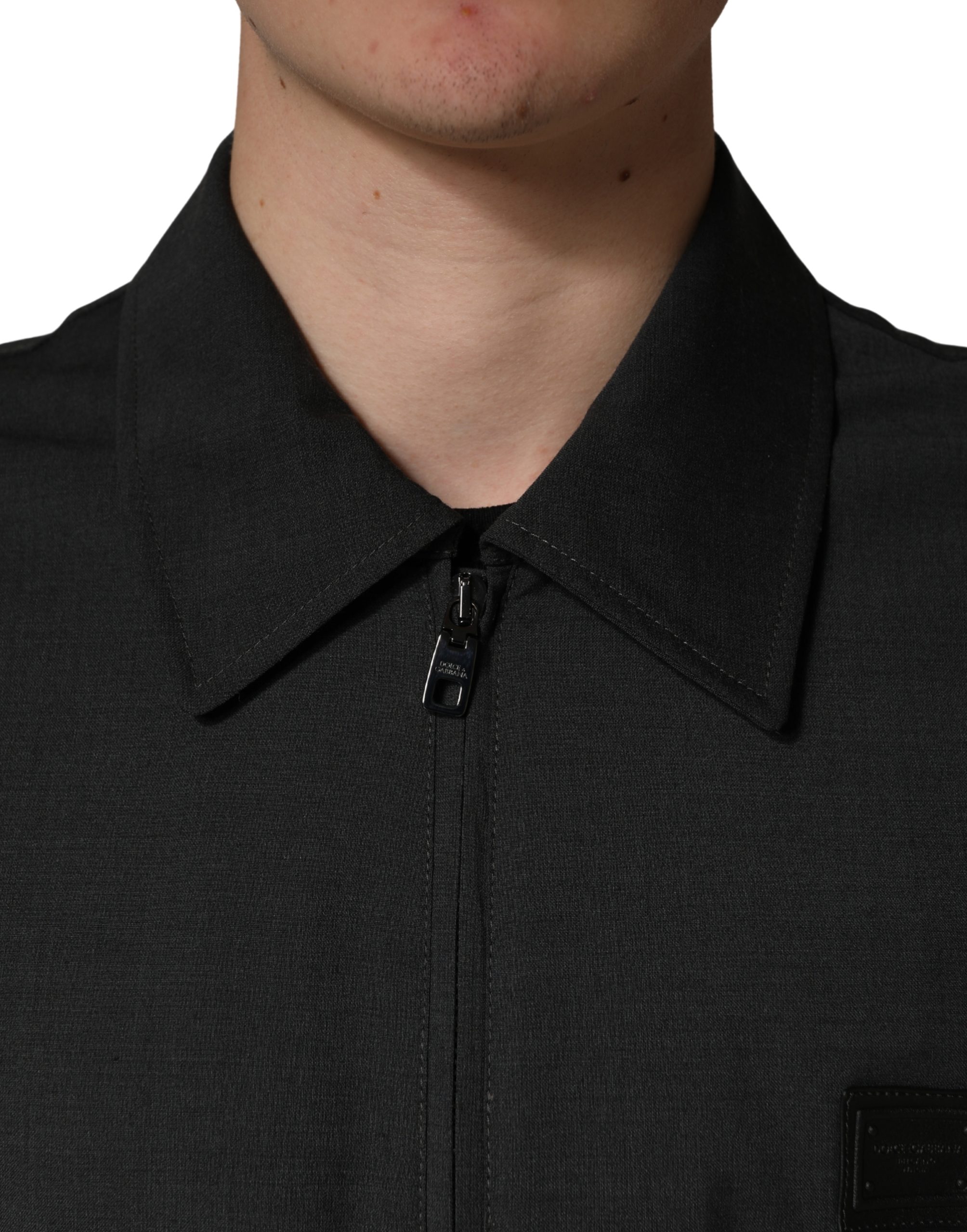 Dolce & Gabbana Black Wool Logo Full Zip Men Bomber Jacket - Image 5