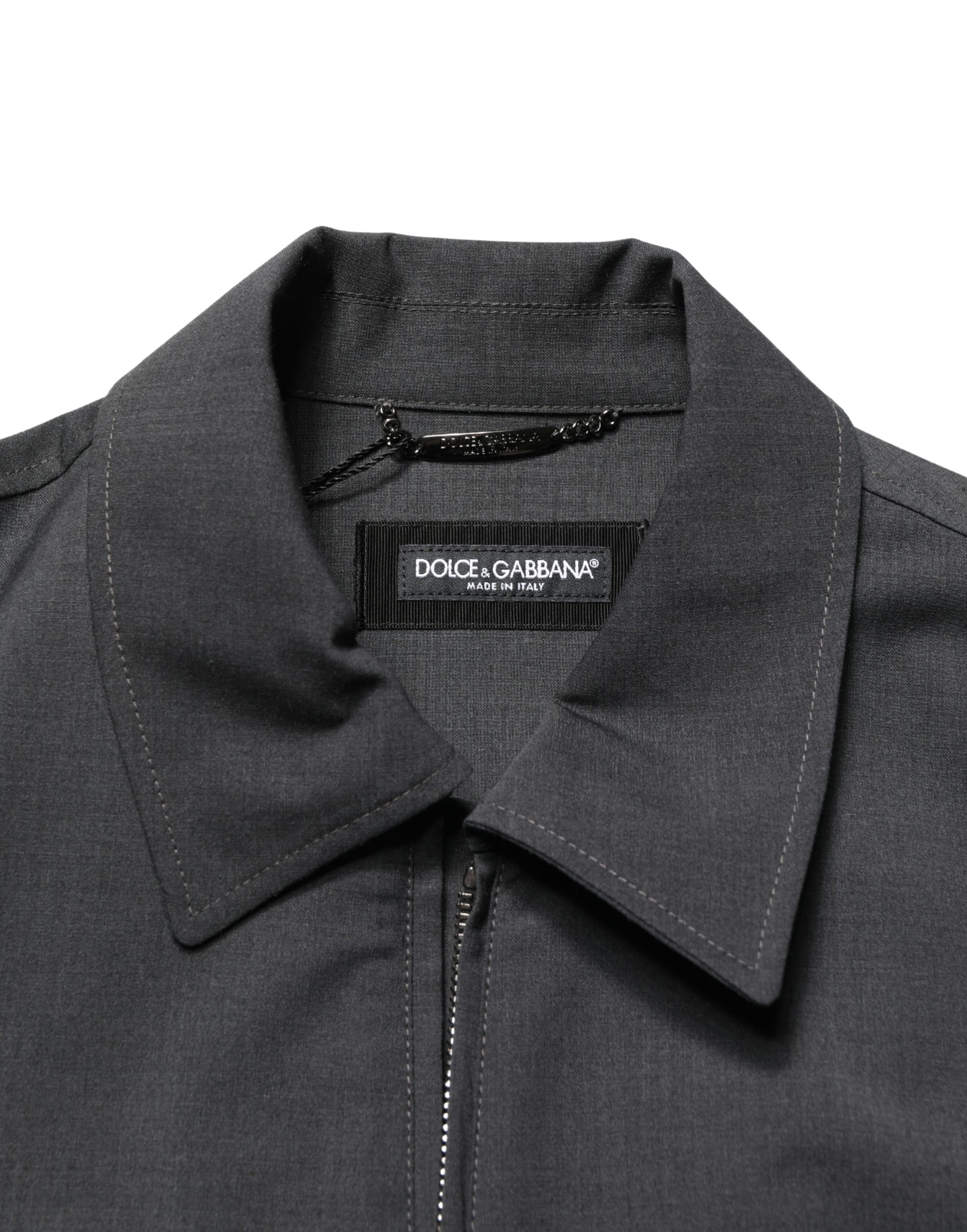 Dolce & Gabbana Black Wool Logo Full Zip Men Bomber Jacket - Image 7