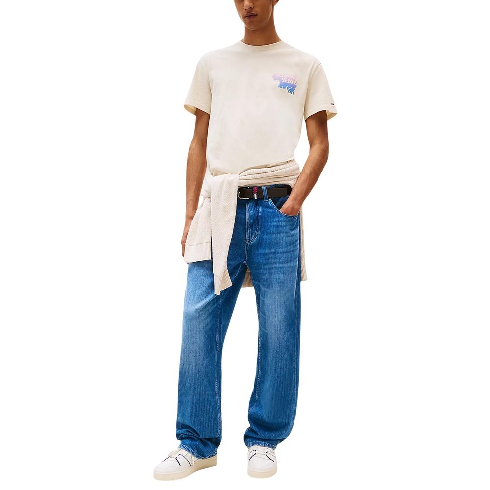 Tommy Hilfiger Jeans Beige Recycled Cotton T-Shirt - Image 4