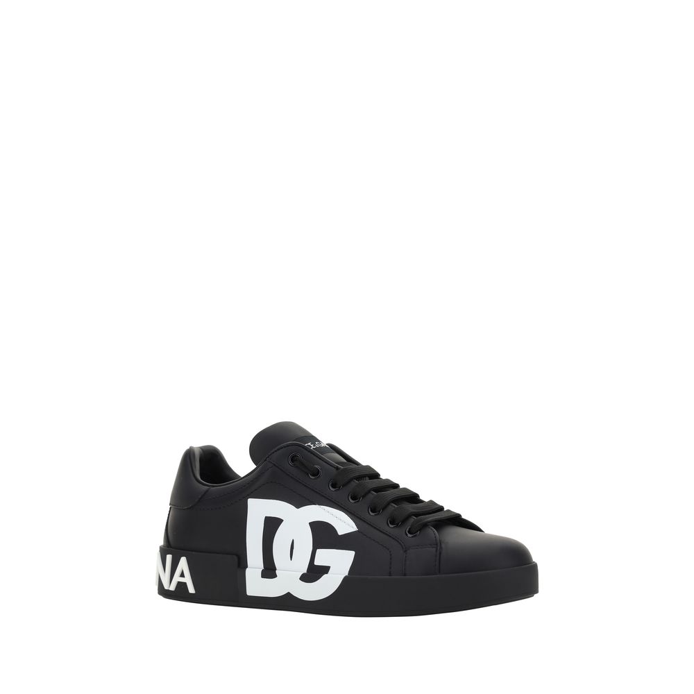 Dolce & Gabbana Black Calf Leather Bos Taurus Sneakers - Image 2