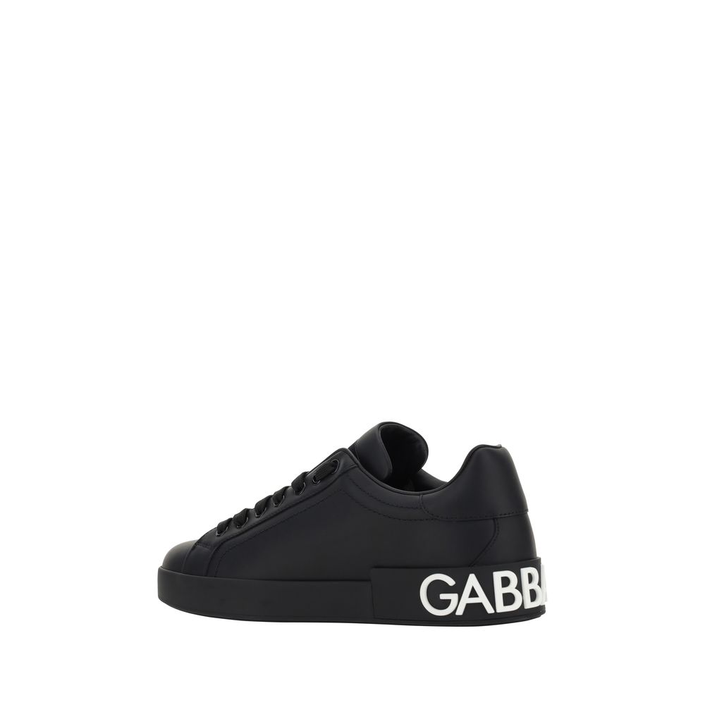 Dolce & Gabbana Black Calf Leather Bos Taurus Sneakers - Image 3
