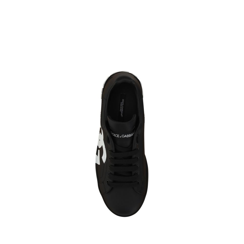 Dolce & Gabbana Black Calf Leather Bos Taurus Sneakers - Image 4