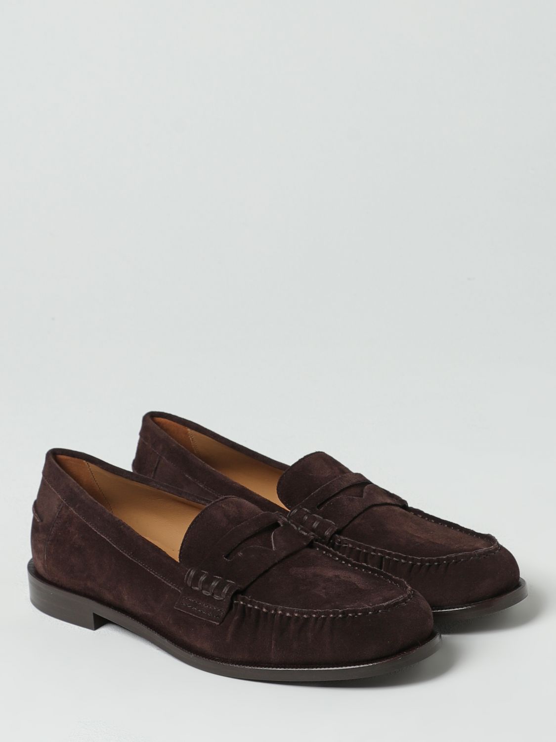 Emporio Armani Brown Suede Leather Slip-On Loafers - Image 2