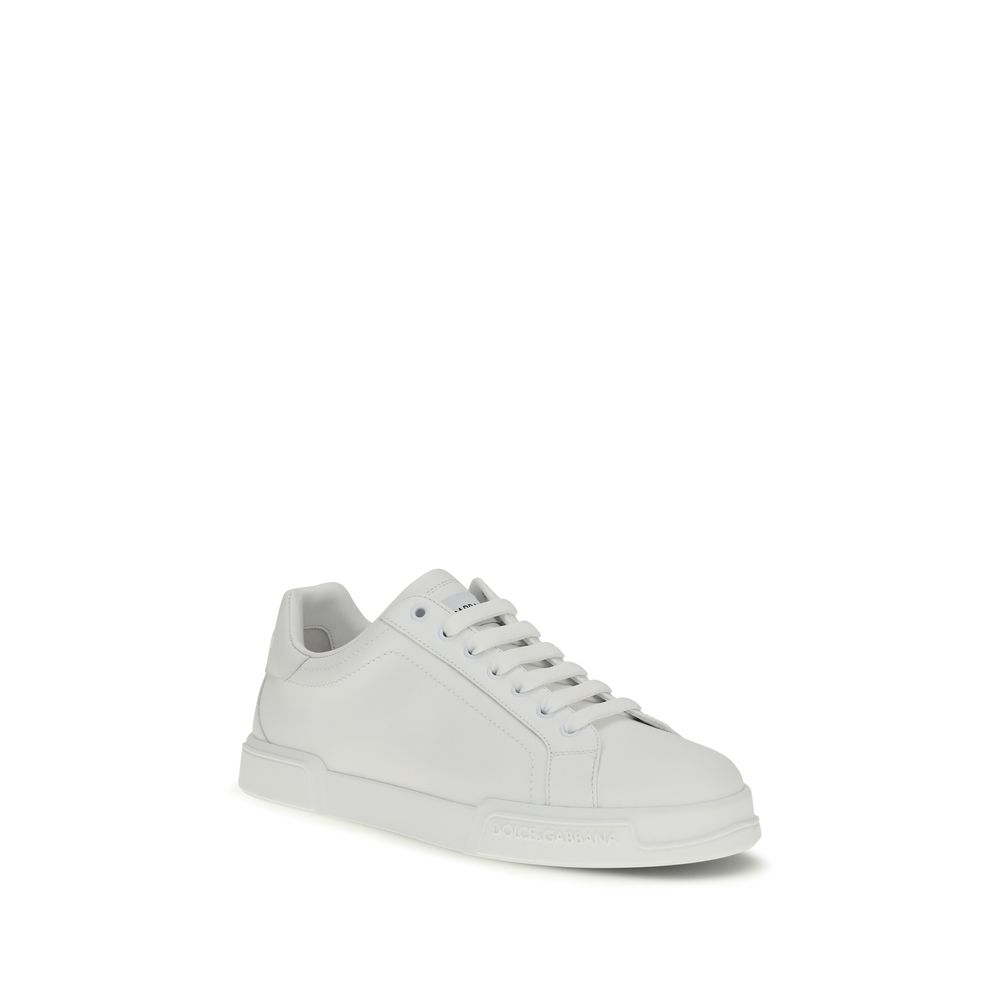 Dolce & Gabbana White Calf Leather Bos Taurus Low Top Sneakers - Image 2