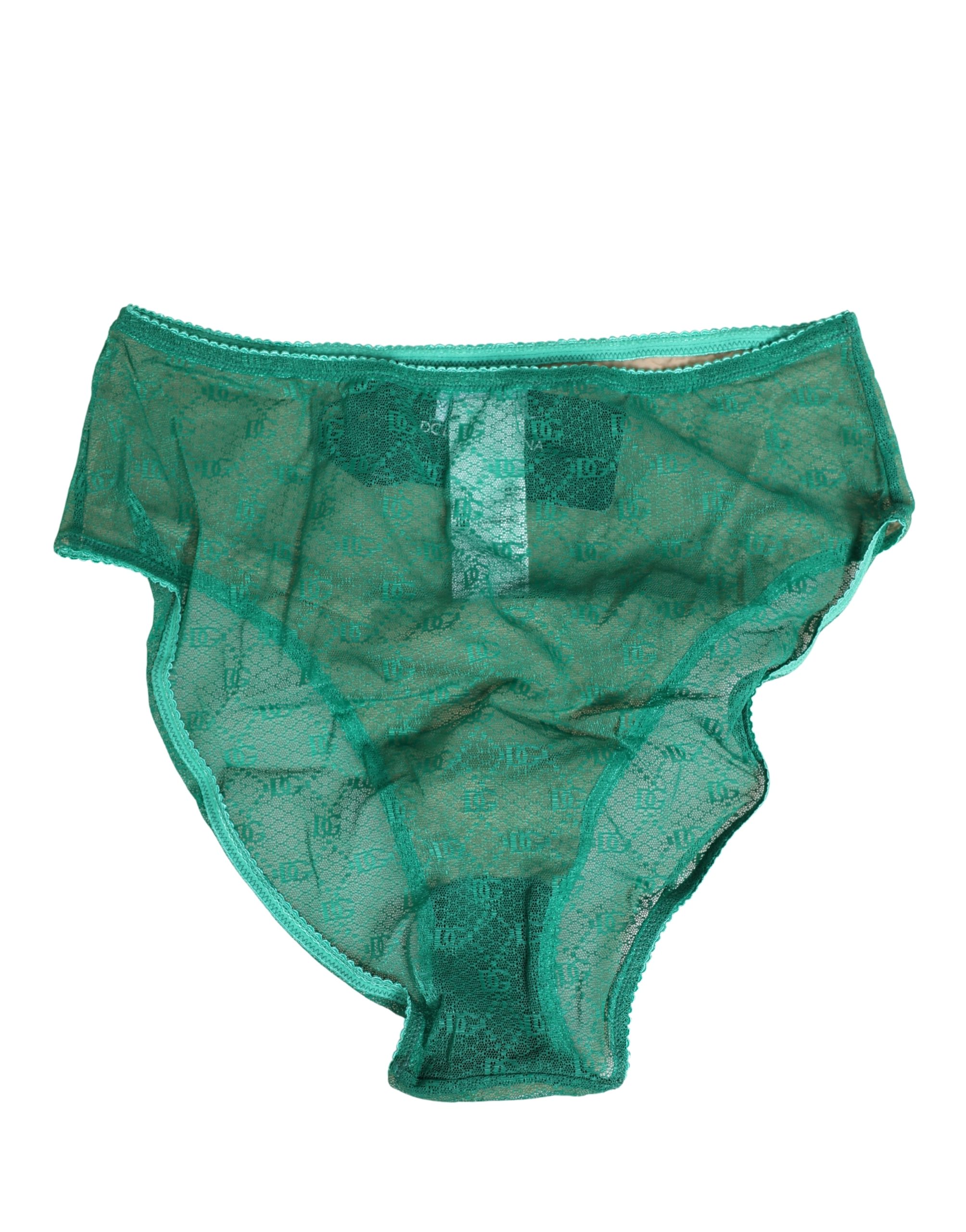 Dolce & Gabbana Green Lace Nylon DG Lingerie Panty Brief Underwear - Image 2