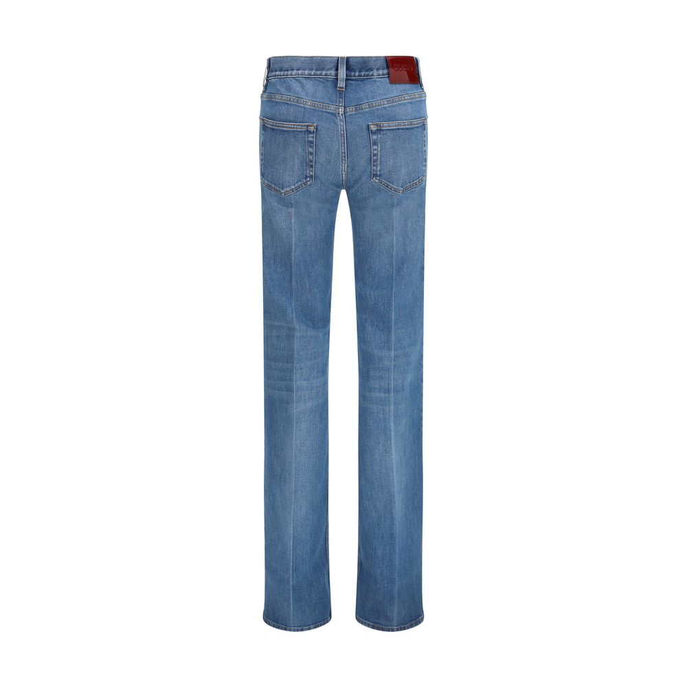Gucci Blue Cotton Flared Jeans - Image 2