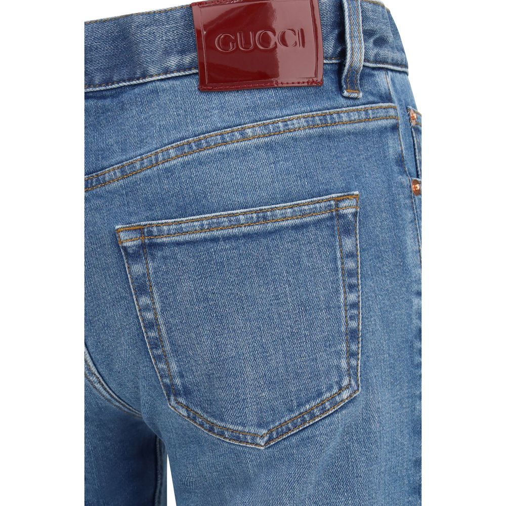 Gucci Blue Cotton Flared Jeans - Image 3