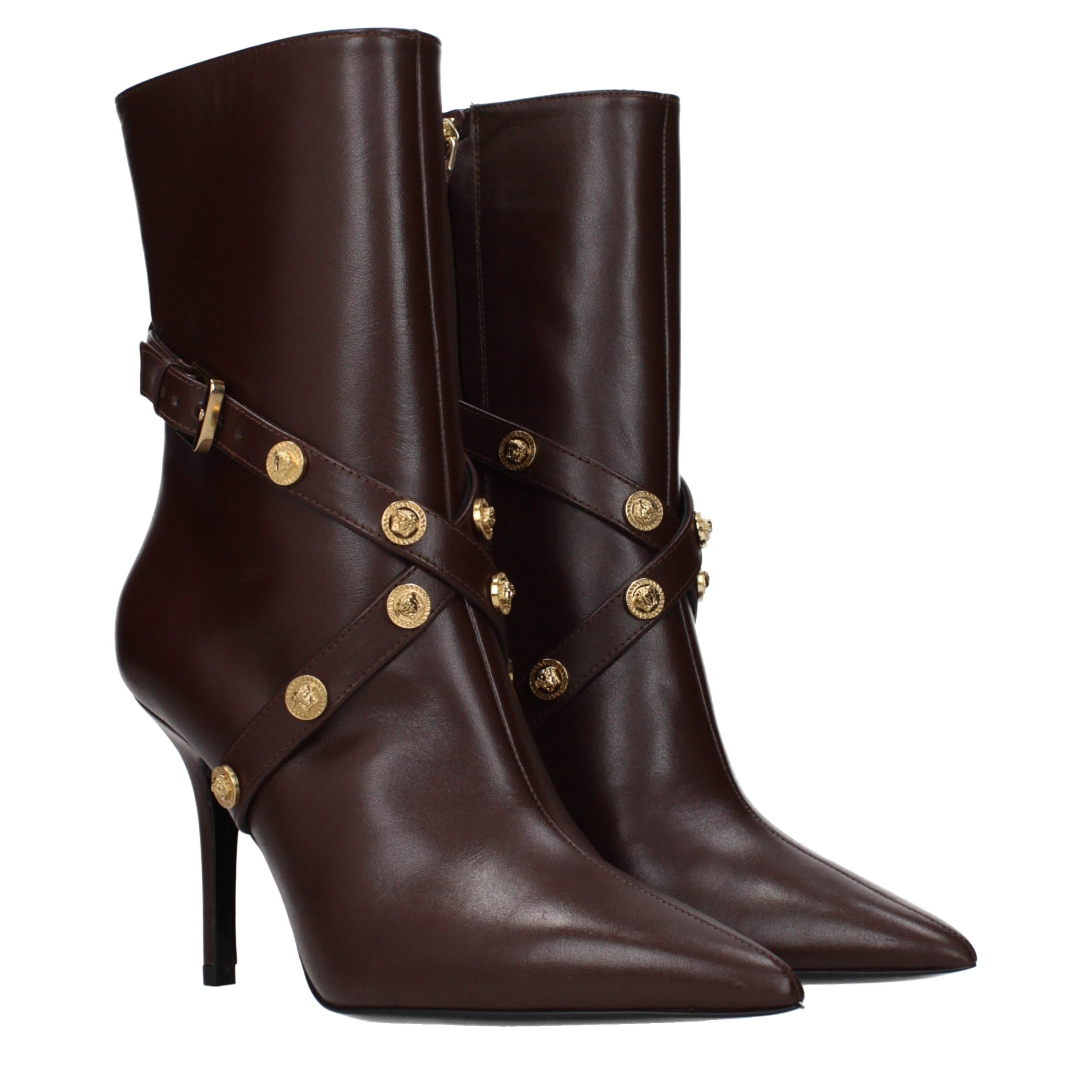Versace Brown Leather Ankle Boots - Image 2
