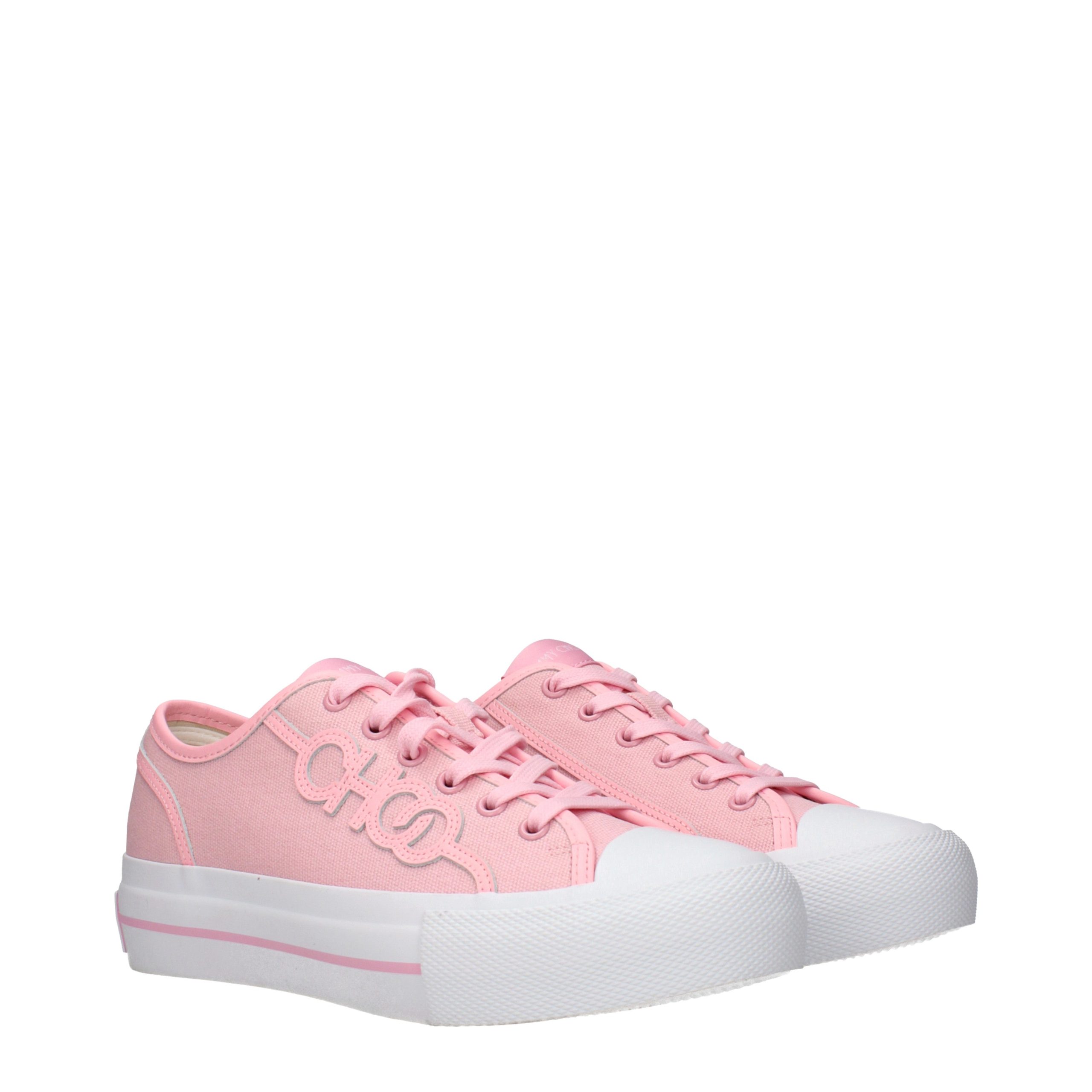 Jimmy Choo Pink Fabric Low Top Sneakers - Image 2